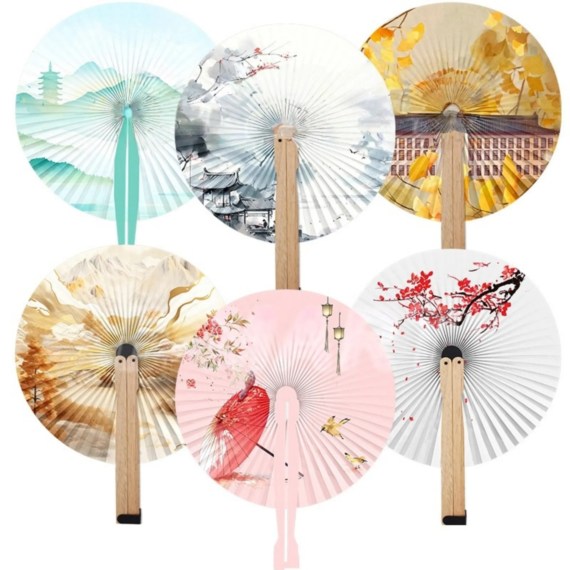 Custom Round Paper Hand Fan Gift 6
