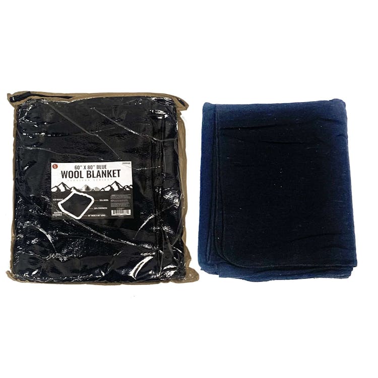 Navy Blue Blanket 70% Wool - 60" x 80" 3