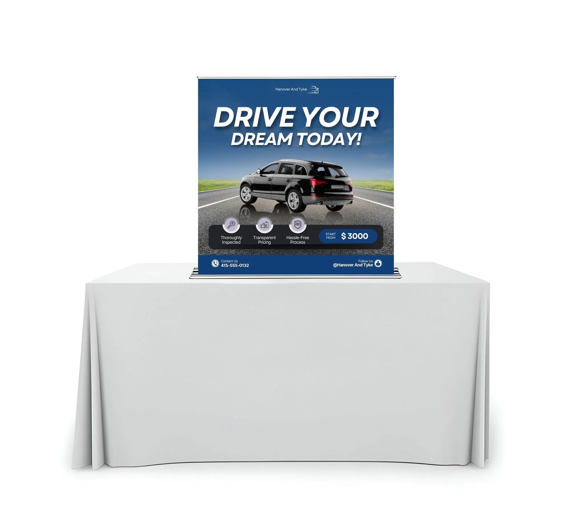 Silverstep Tabletop 36'' Retractable Banner Stand with light