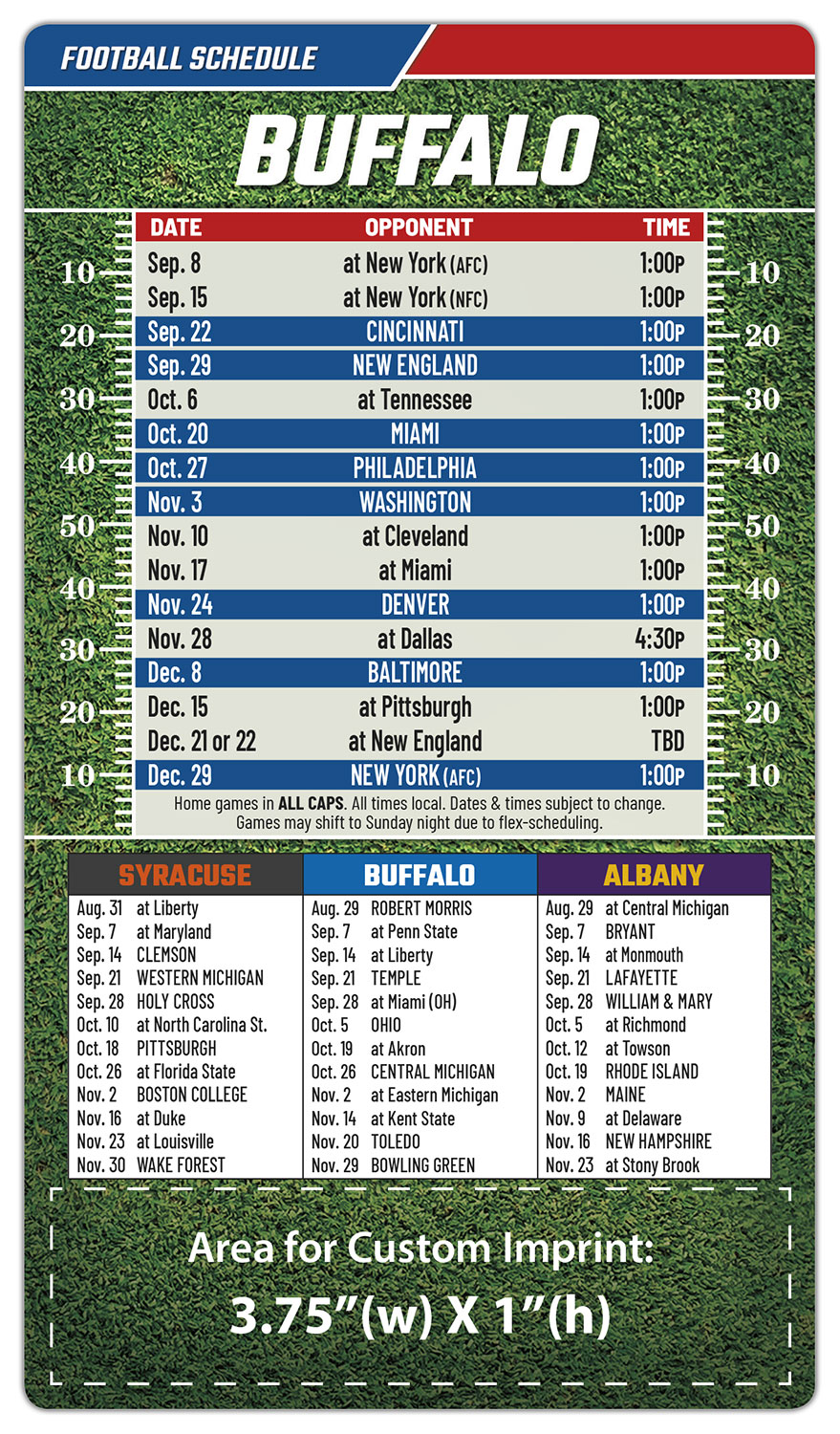 Magnet Football Sport Schedules - 4x7 Round Corners