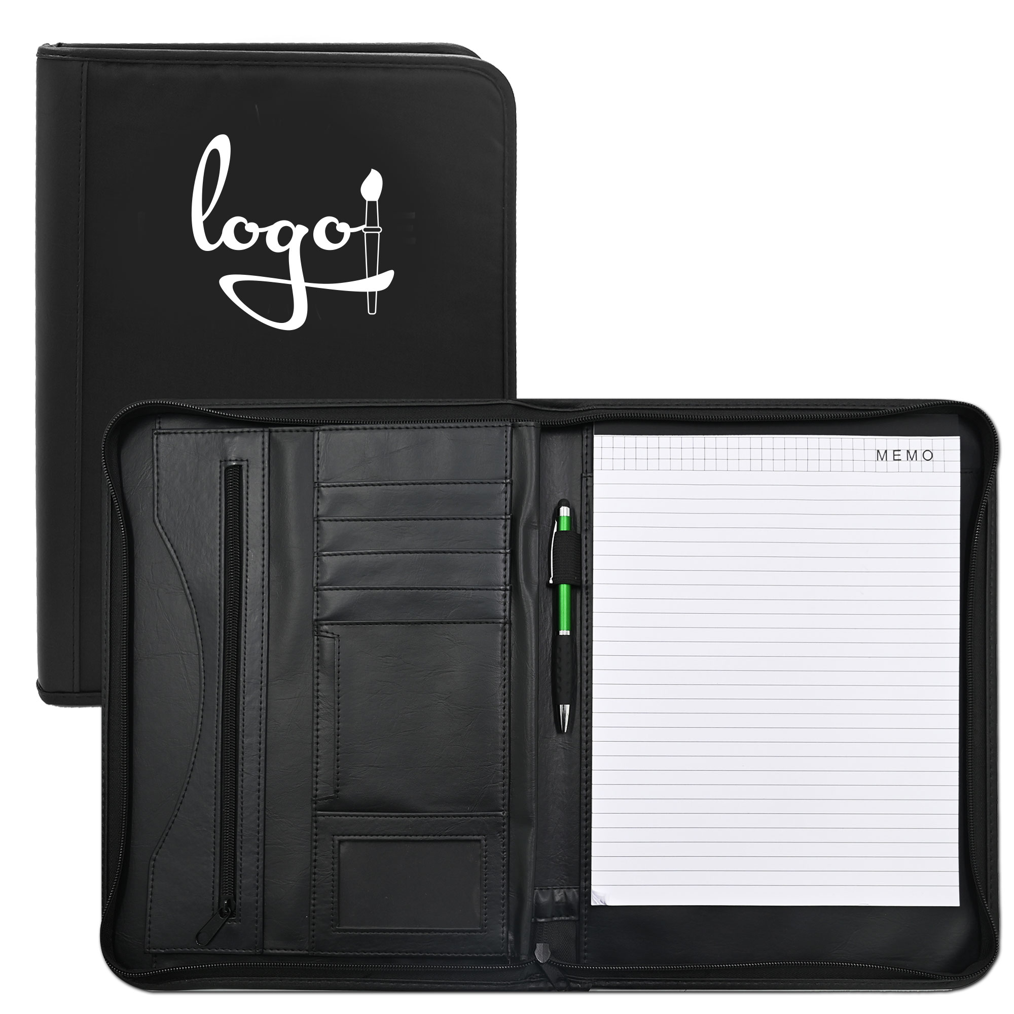 Zippered Leather Padfolio Portfolio Folder