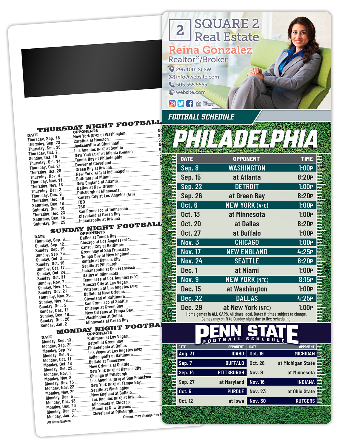 Football Schedule Laminated Card/Postcard with Magnet Strip 3.5x8.5 - 14 pt.