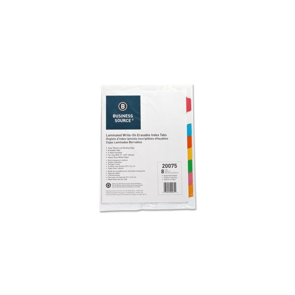 Index Dividers - 8 Color Tabs Mylar Matte Finish Write-On 3