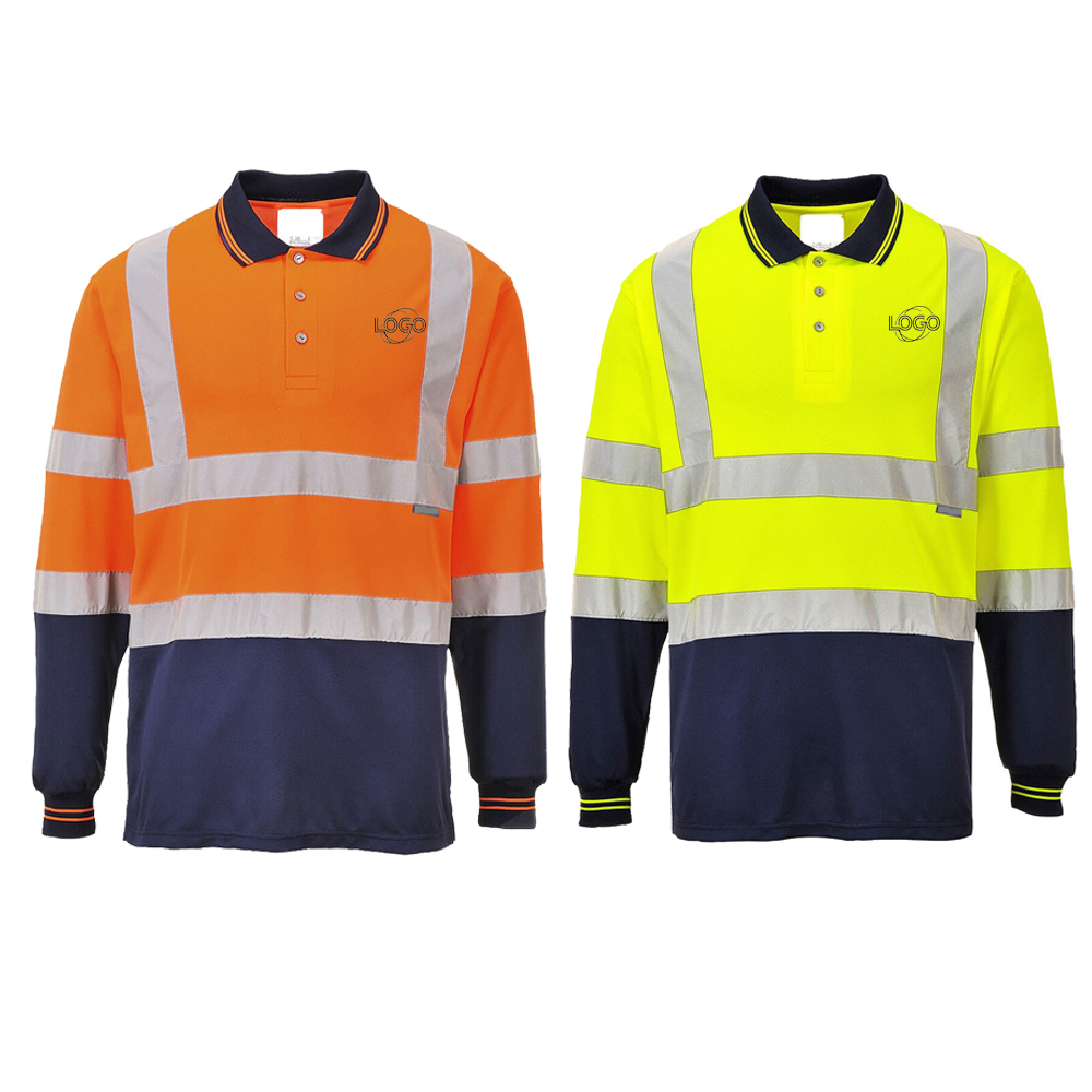 Hi-Vis Contrast Polo Shirt Long Sleeve Shirt