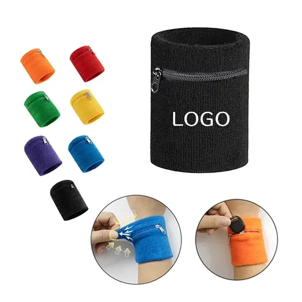 Cotton Zipper-Pocket Sports Wristband