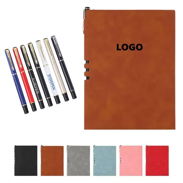 A5 Faux Leather Notebook and Metal Pen Set 8
