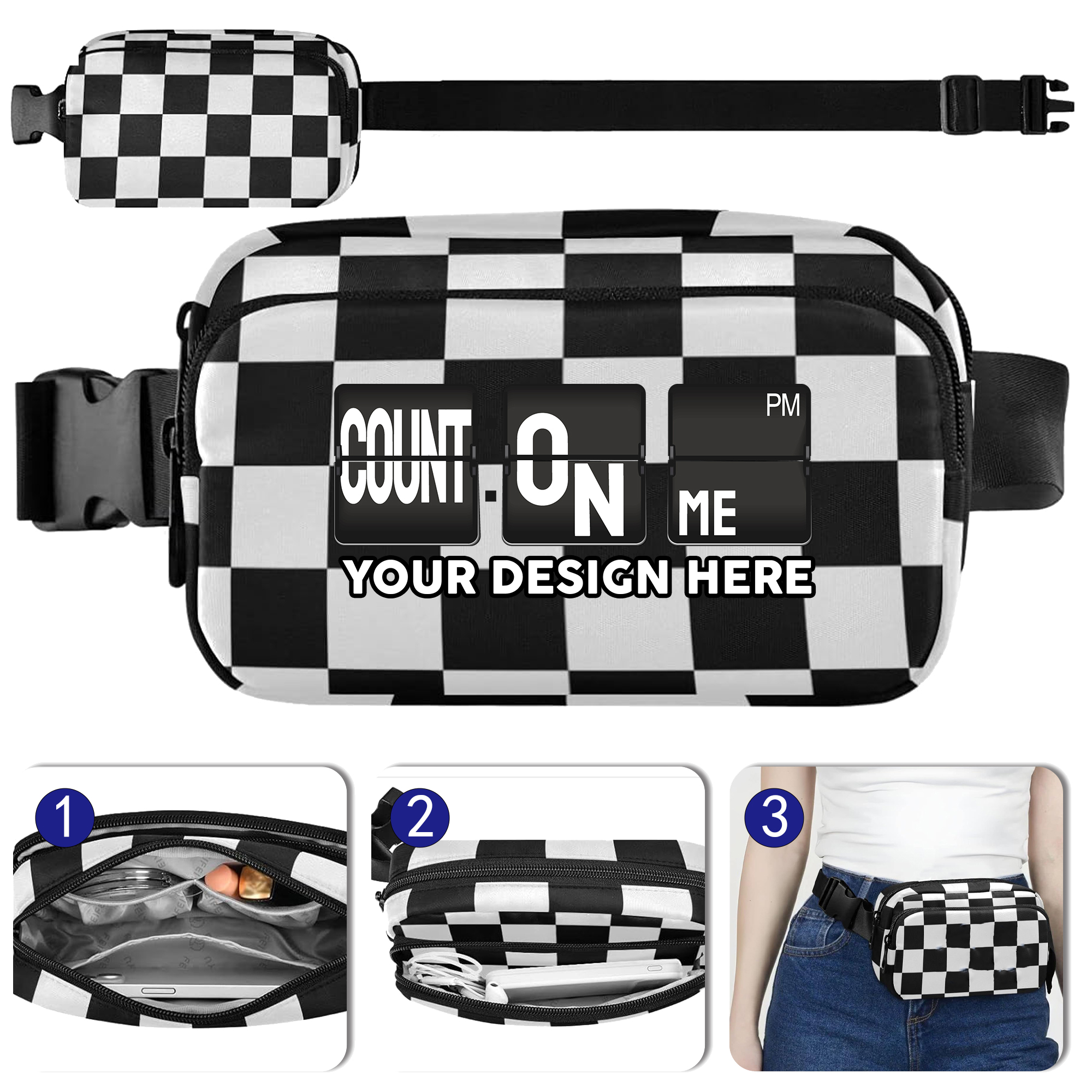 Checkered Pattern Fanny Pack 4