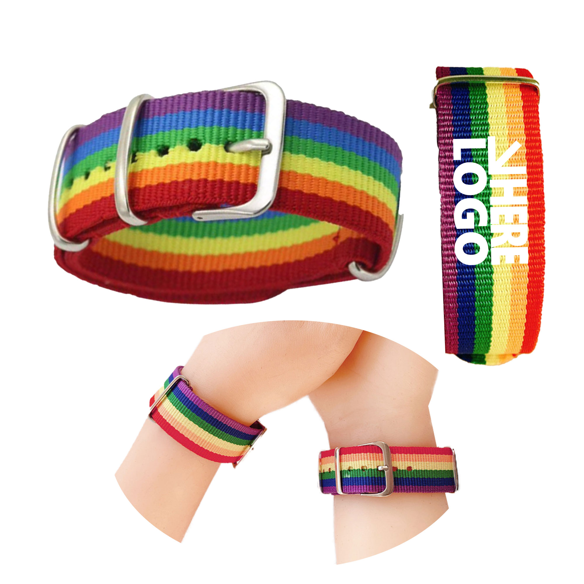 MOQ 100 Bracelet Wristband Braided Rainbow Pride Day 3