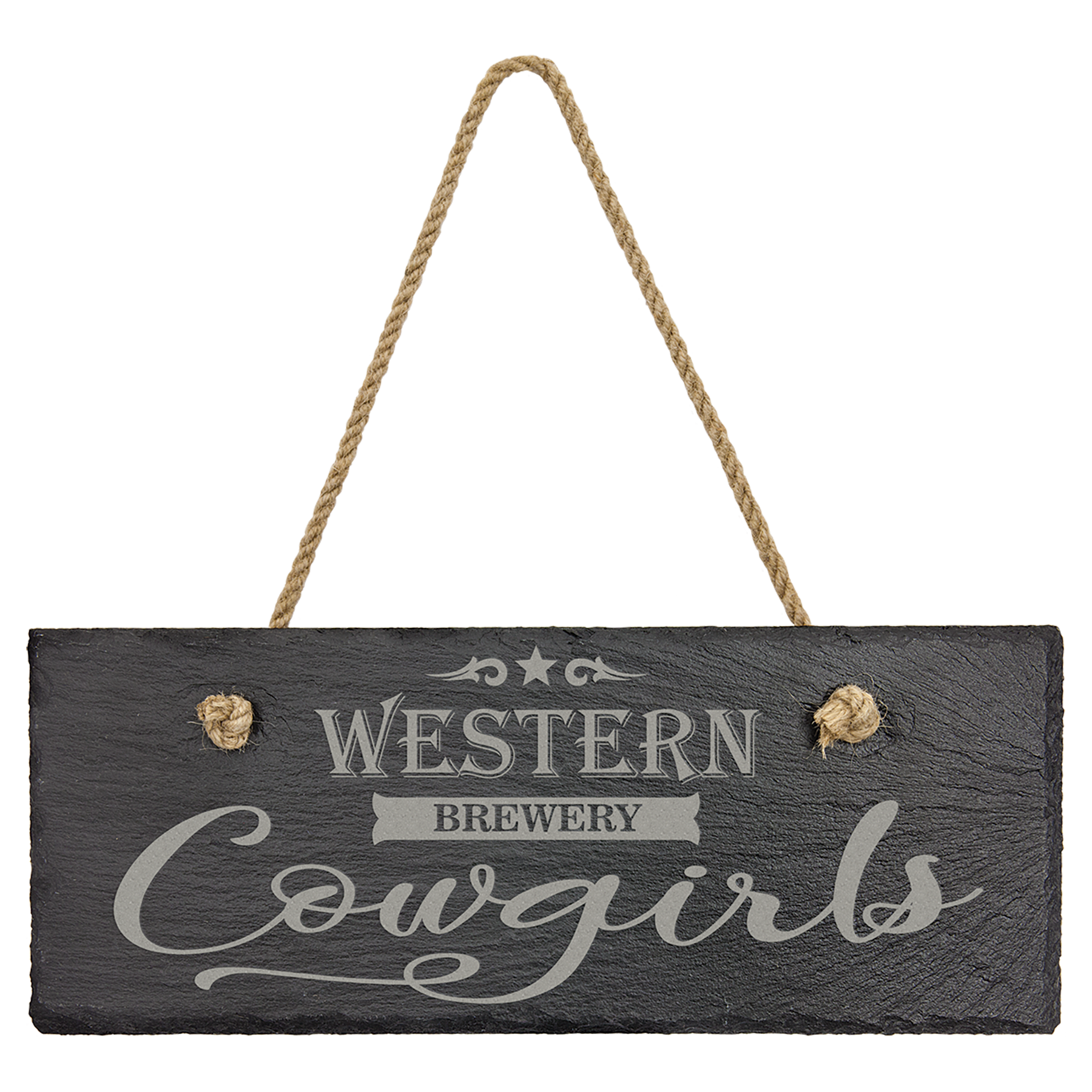 10" x 4" Charcoal Gray Rectangle Slate Decor with Hanger String