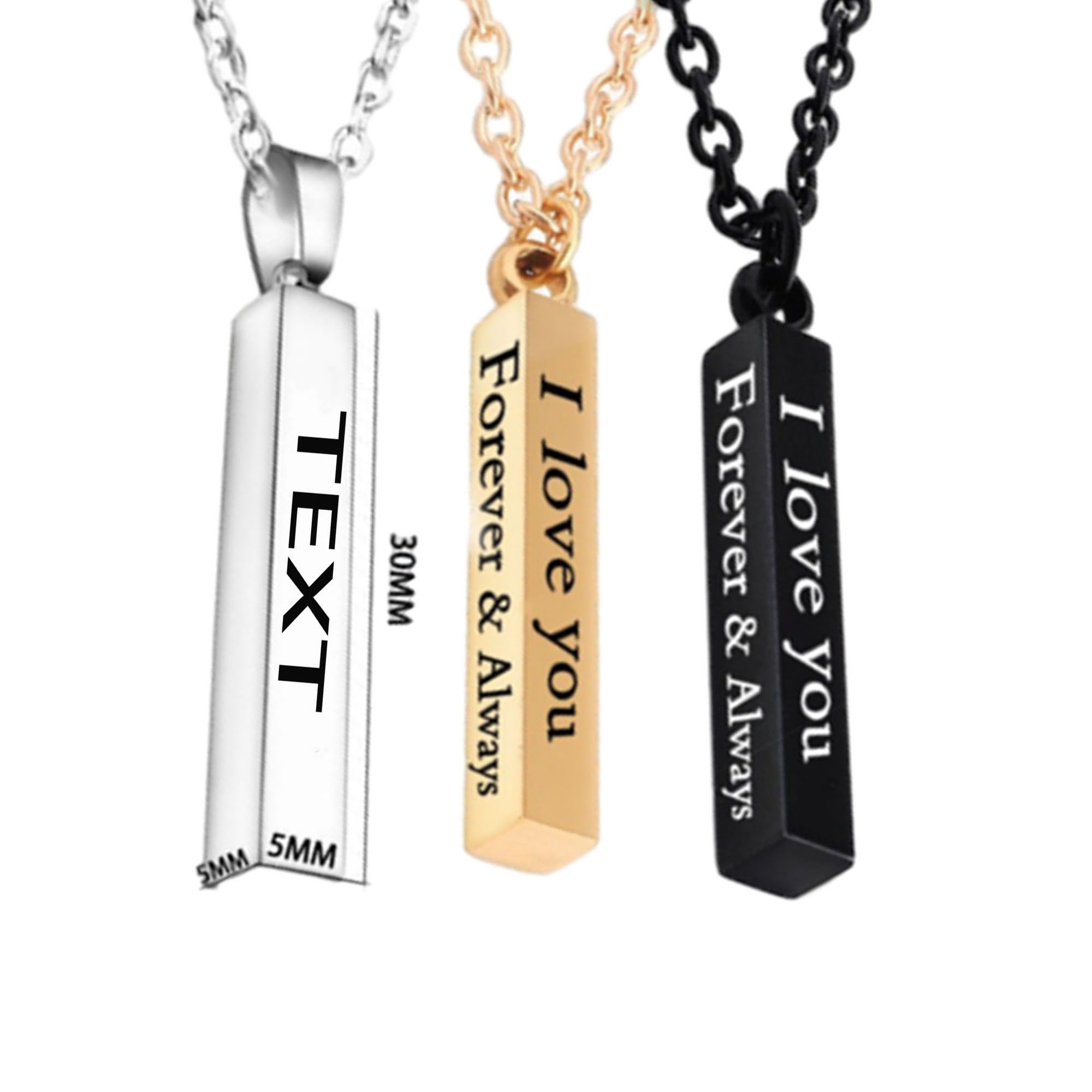 Laser Engraved Minimalist Stainless Steel Necklace 2