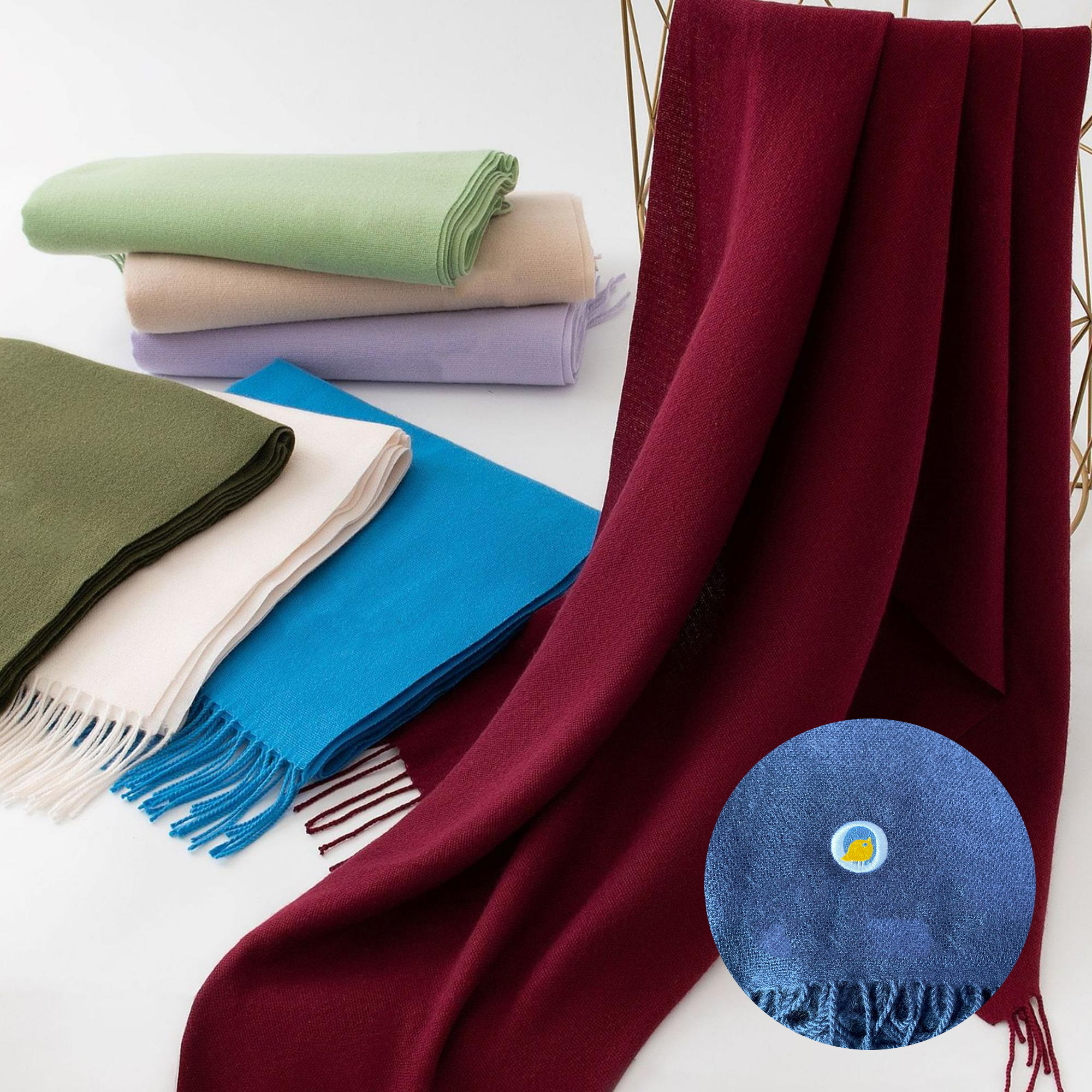 MOQ 50pcs Custom Logo Knit Scarf 5