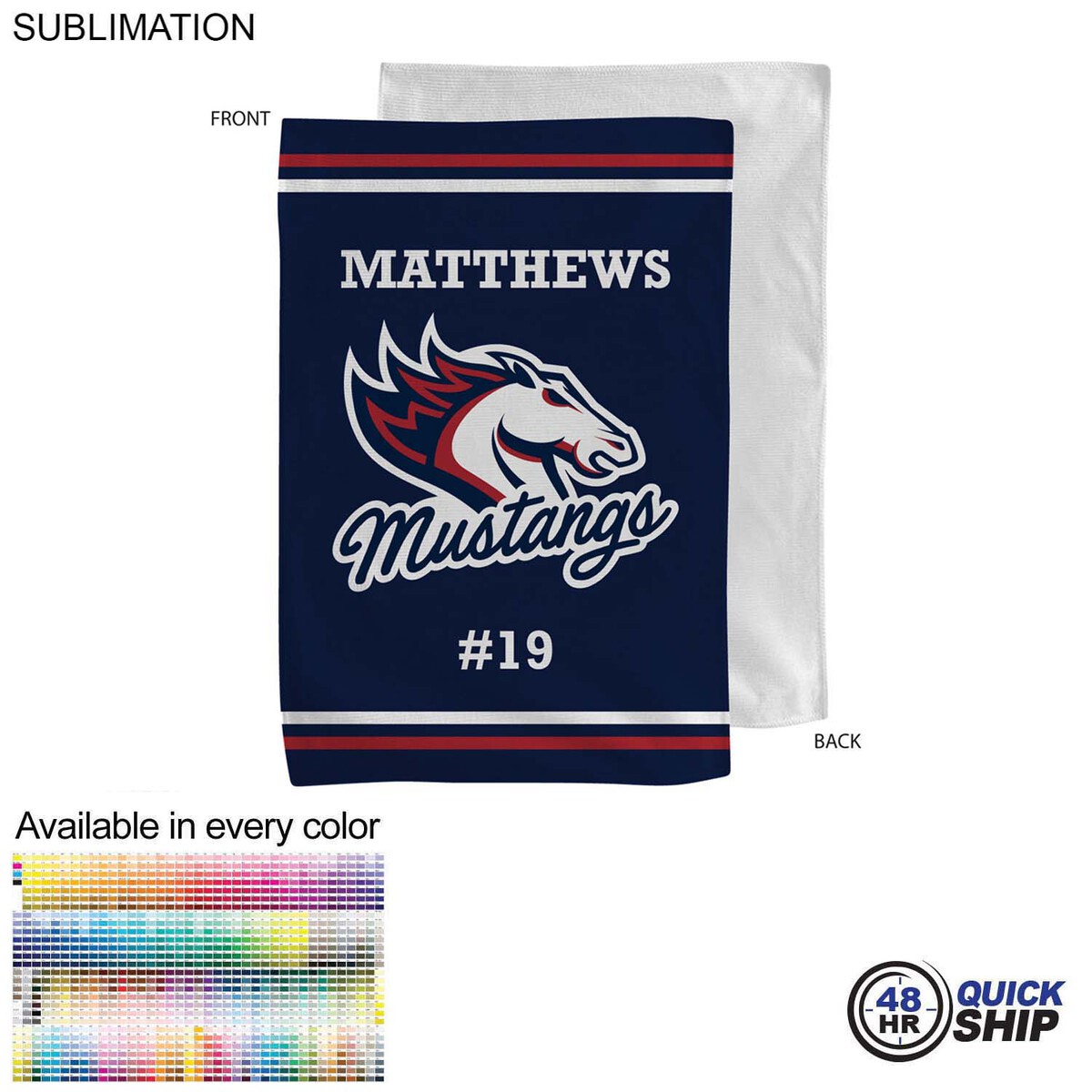 fiel 48 Hr Quick Ship - Team Towel in Microfiber Dri-Lite Terry 12x18 Sublimated sports towel #SU178-37