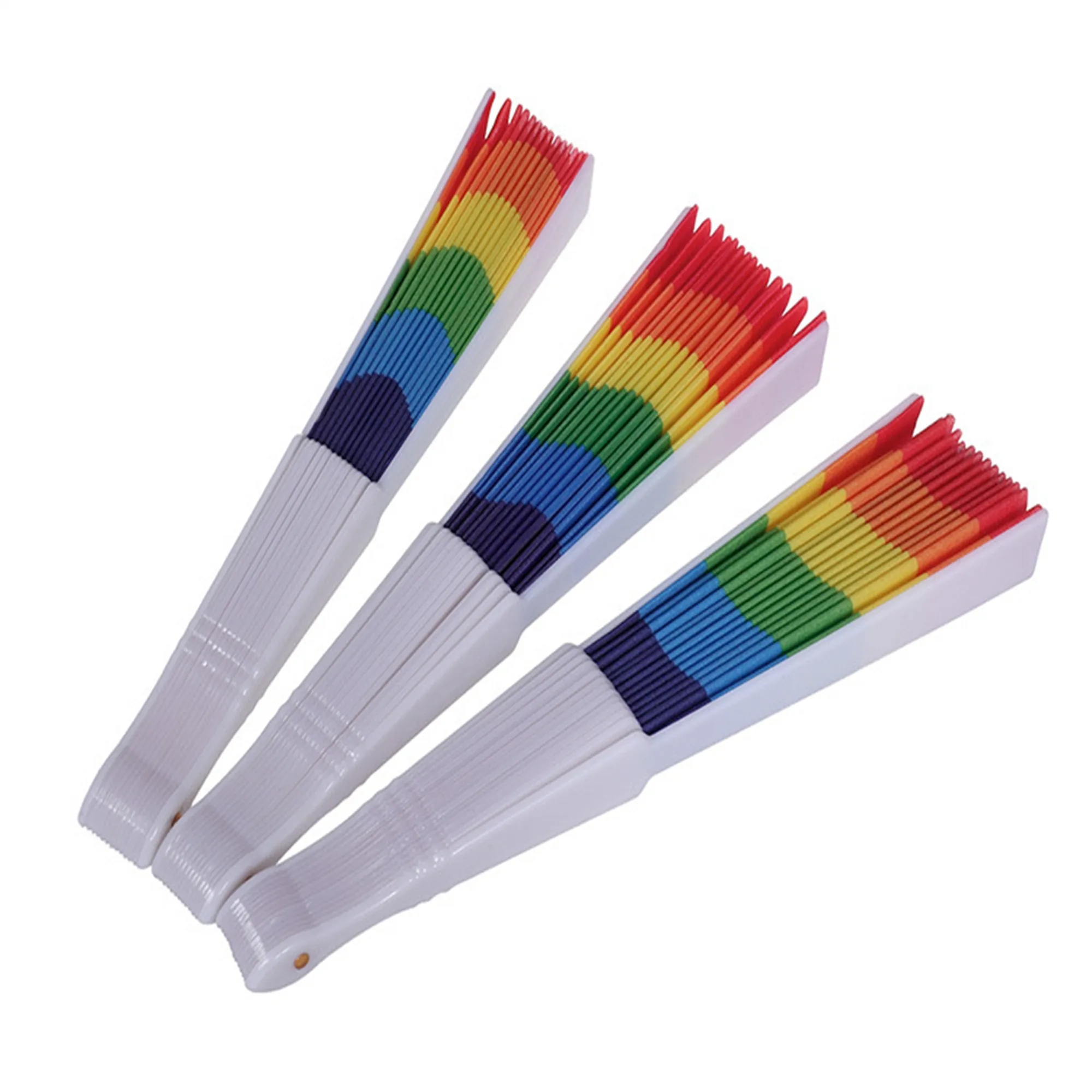 9" Large Rainbow Folding Fabric Hand Fan 13