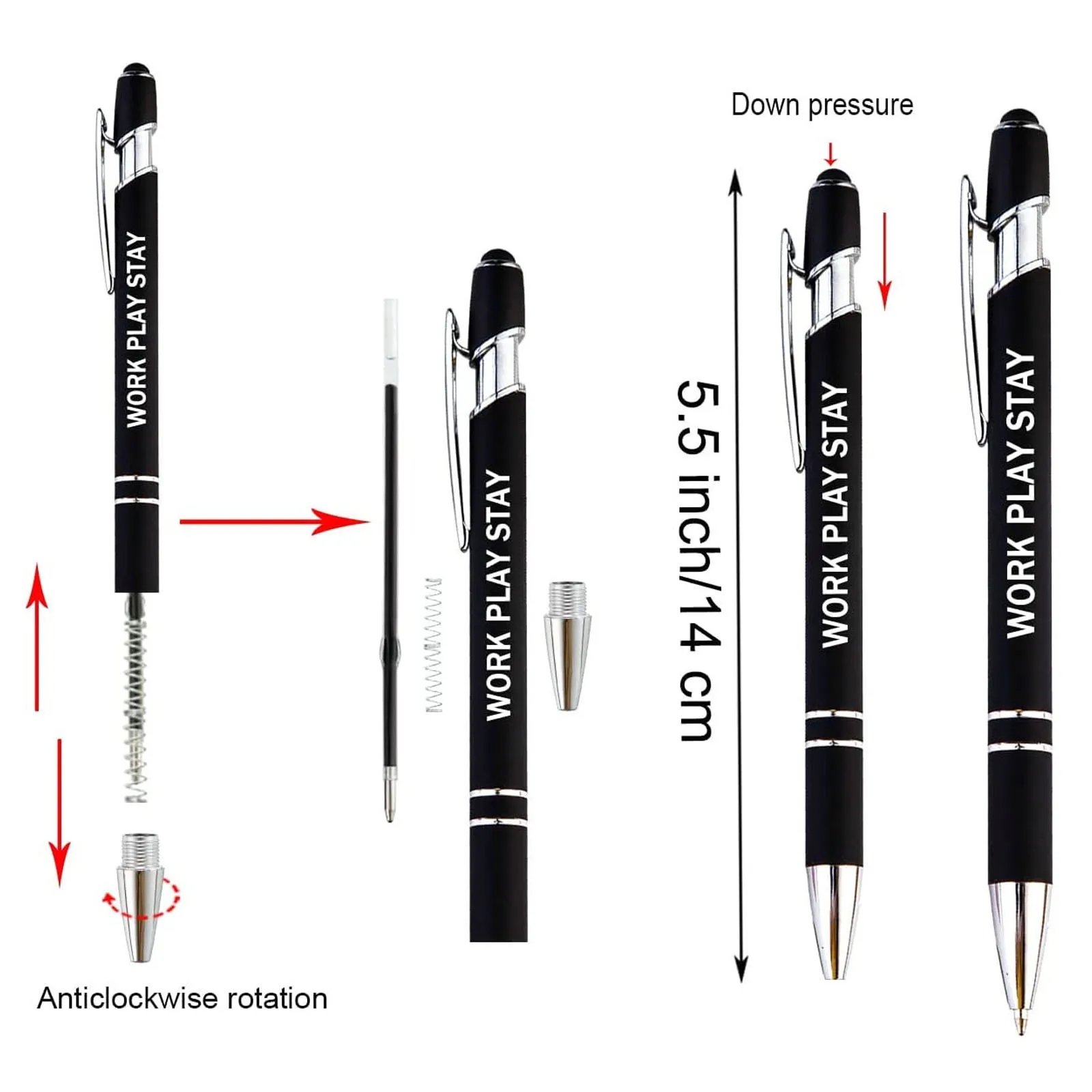 Retractable Touch Aluminum Stylus Pen Laser Engraved 15