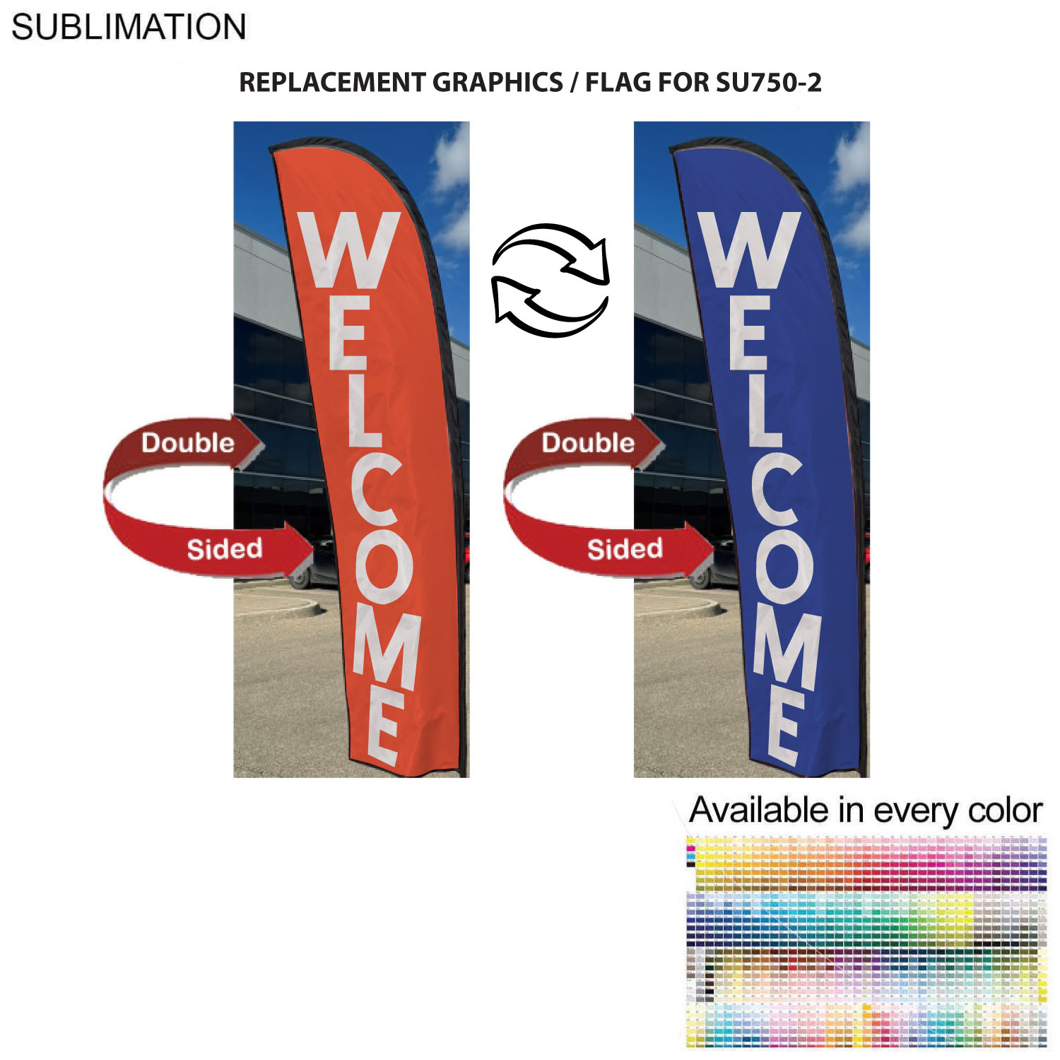 Replacement Flag for 10' Small Feather Flag Kit, Full Color Graphics Double Sided 2