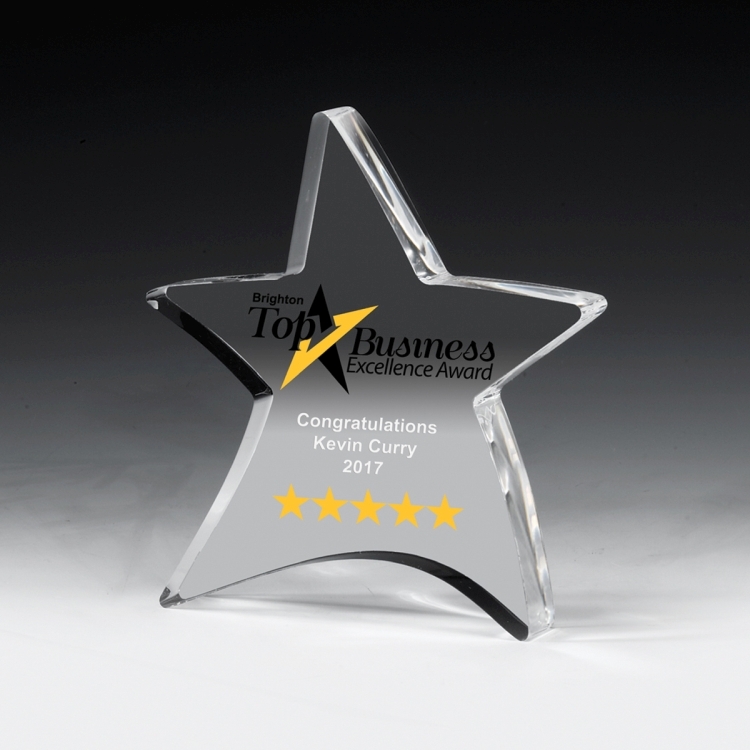 3/4” Thick Moving Star Paperweight - 4-1/2” x 5” -2053S (Screen Print) 15