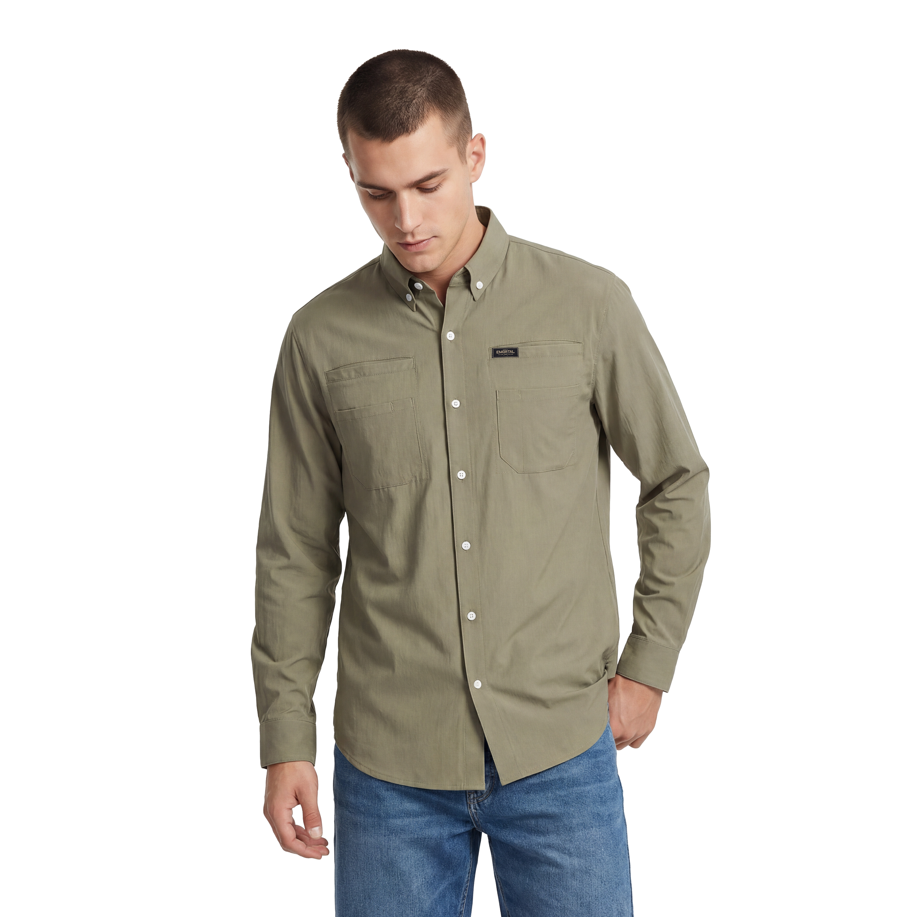 Men's Cotton Blend Stretch Utility Work Shirt