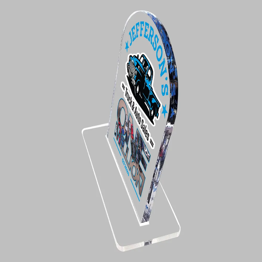 Clear Desk Plaque- Full color- with slotted base 13