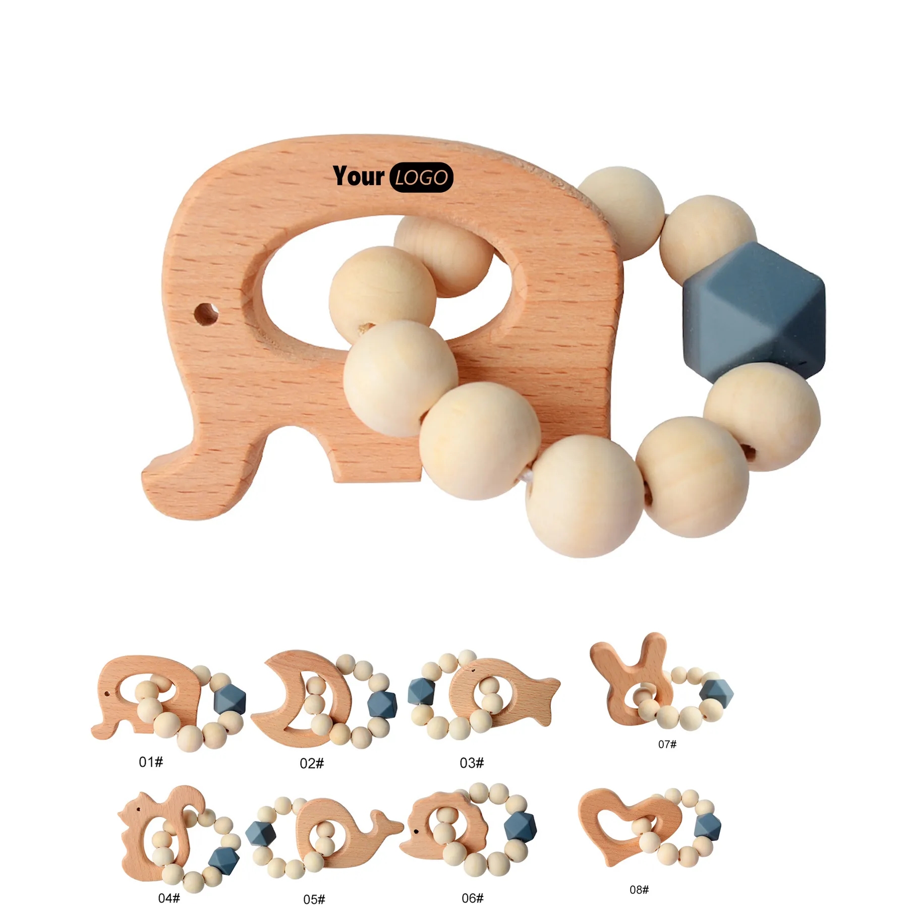 Natural Wood Teething Rattle : 3 M+ 12