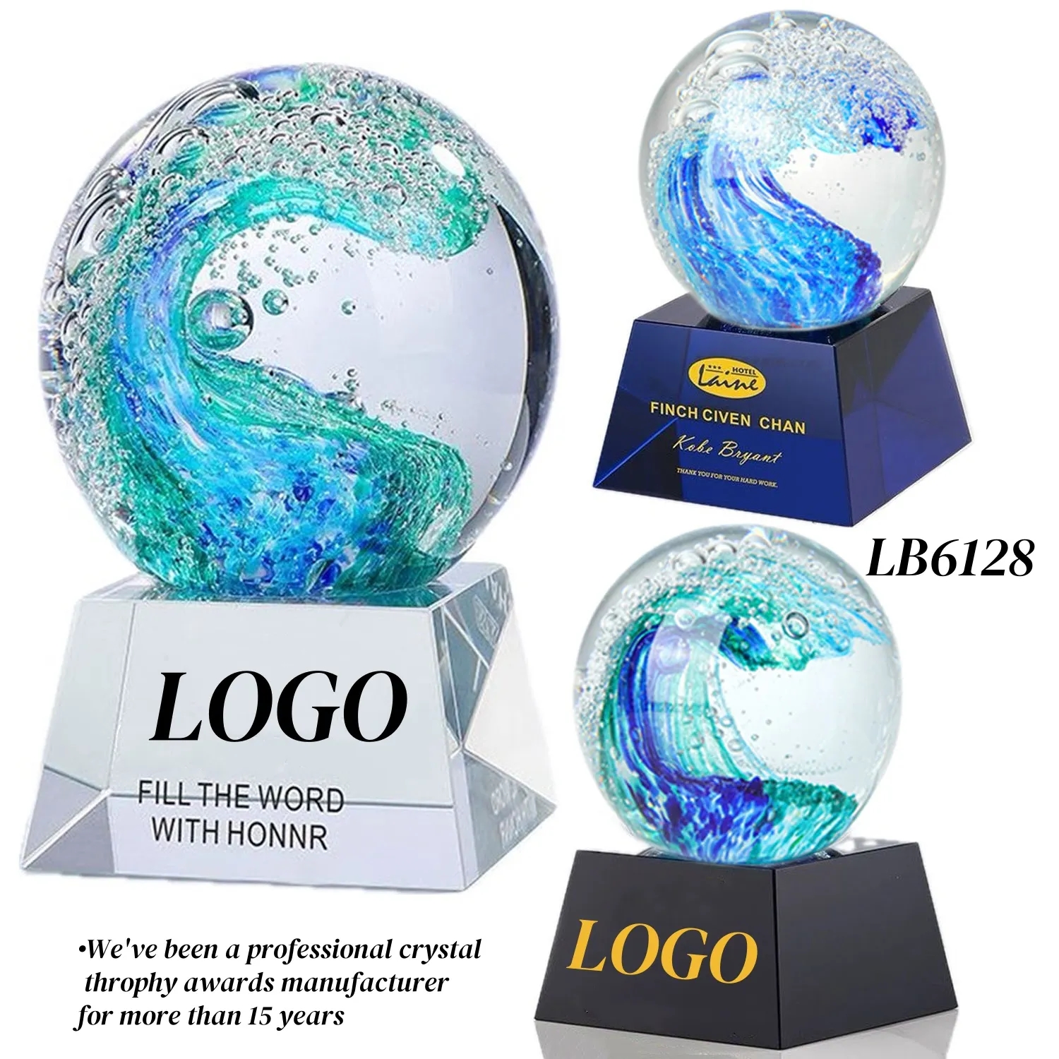 Crystal Trophy Award for Kids Glass Ball Paperweight