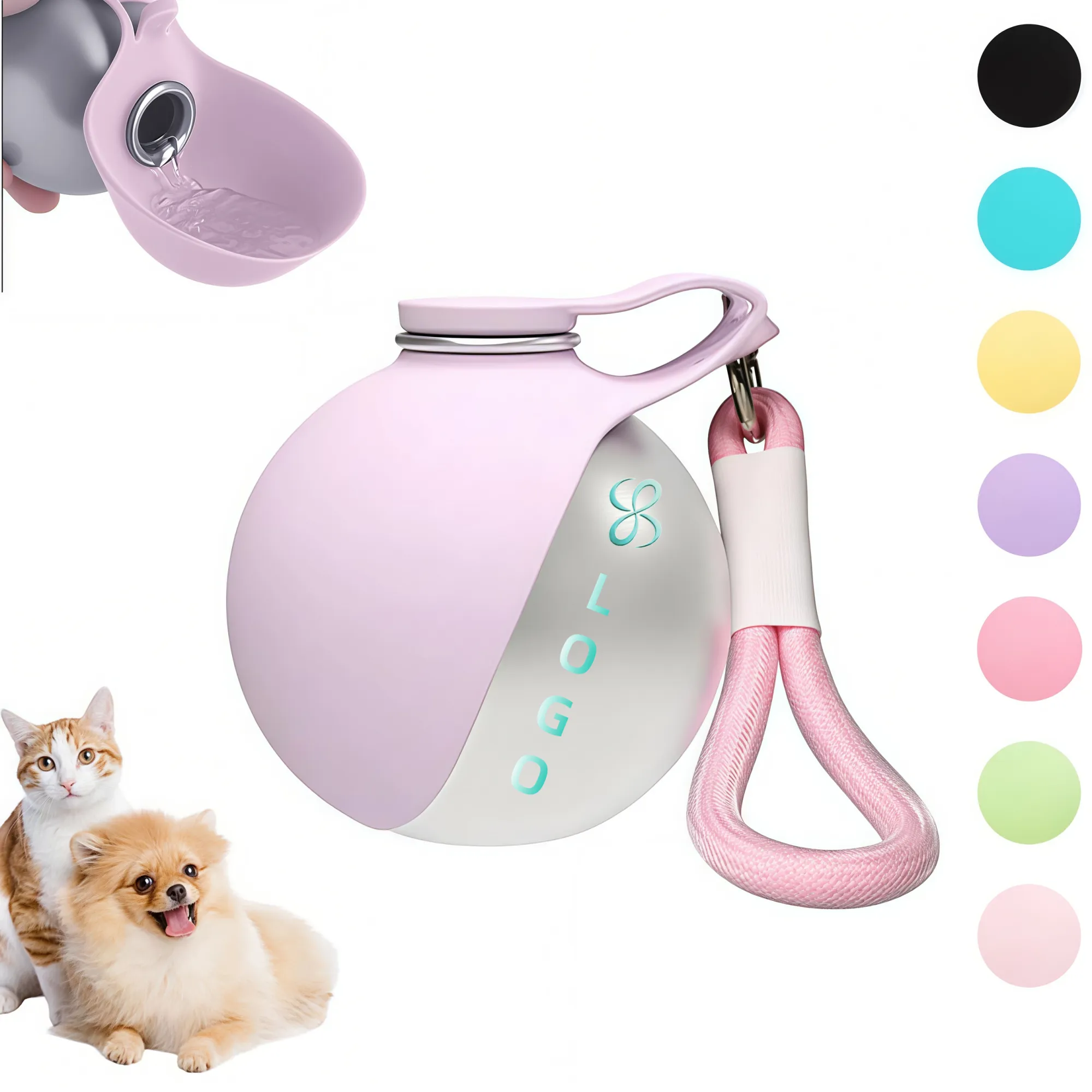 10oz Portable Travel Dog Water Dispenser with Bowl 29