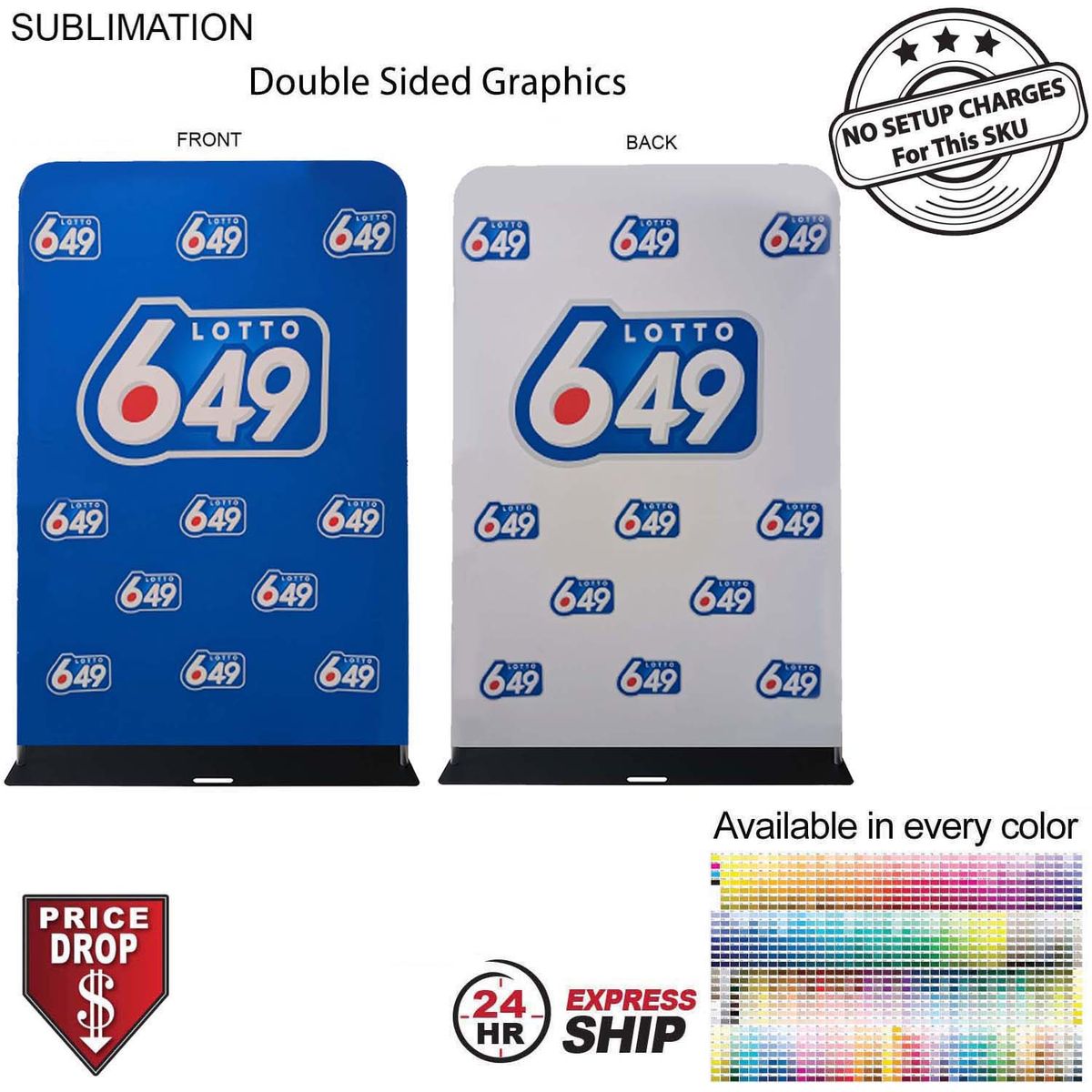 fiel 24 Hr Express Ship- 5'W x 90"H EuroFit Tension Fabric Banner with Steel Base Graphics Double Sided #SU738-4
