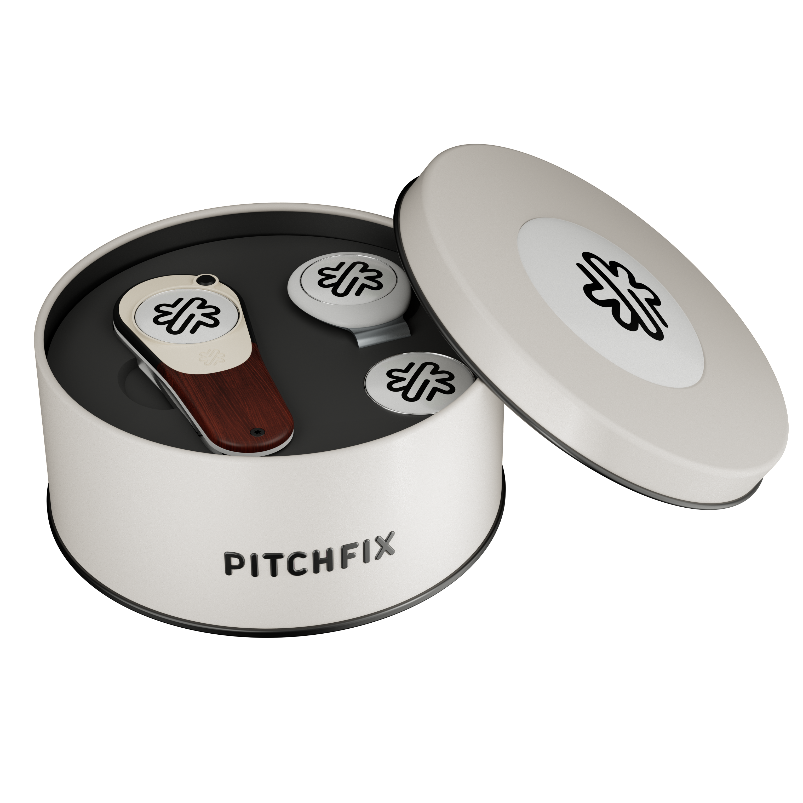 Pitchfix Woodie Golf Divot Tool in Round Tin 8