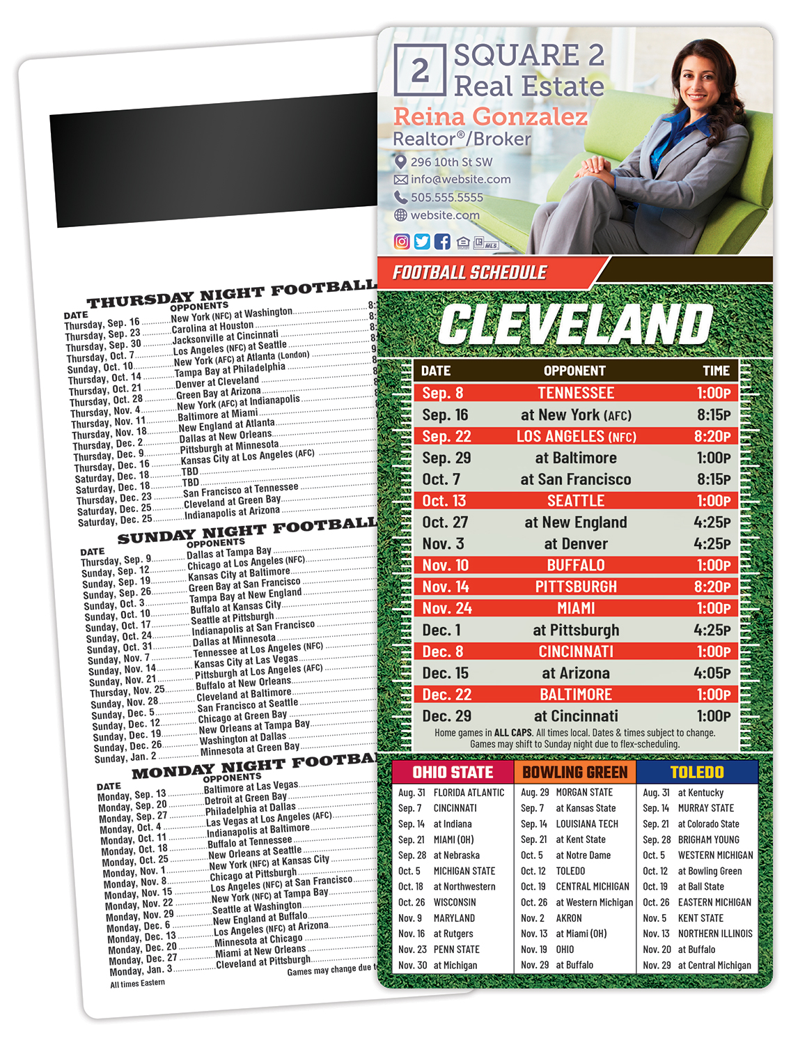 Football Schedule Laminated Card/Postcard with Magnet Strip 3.5x8.5 - 14 pt.