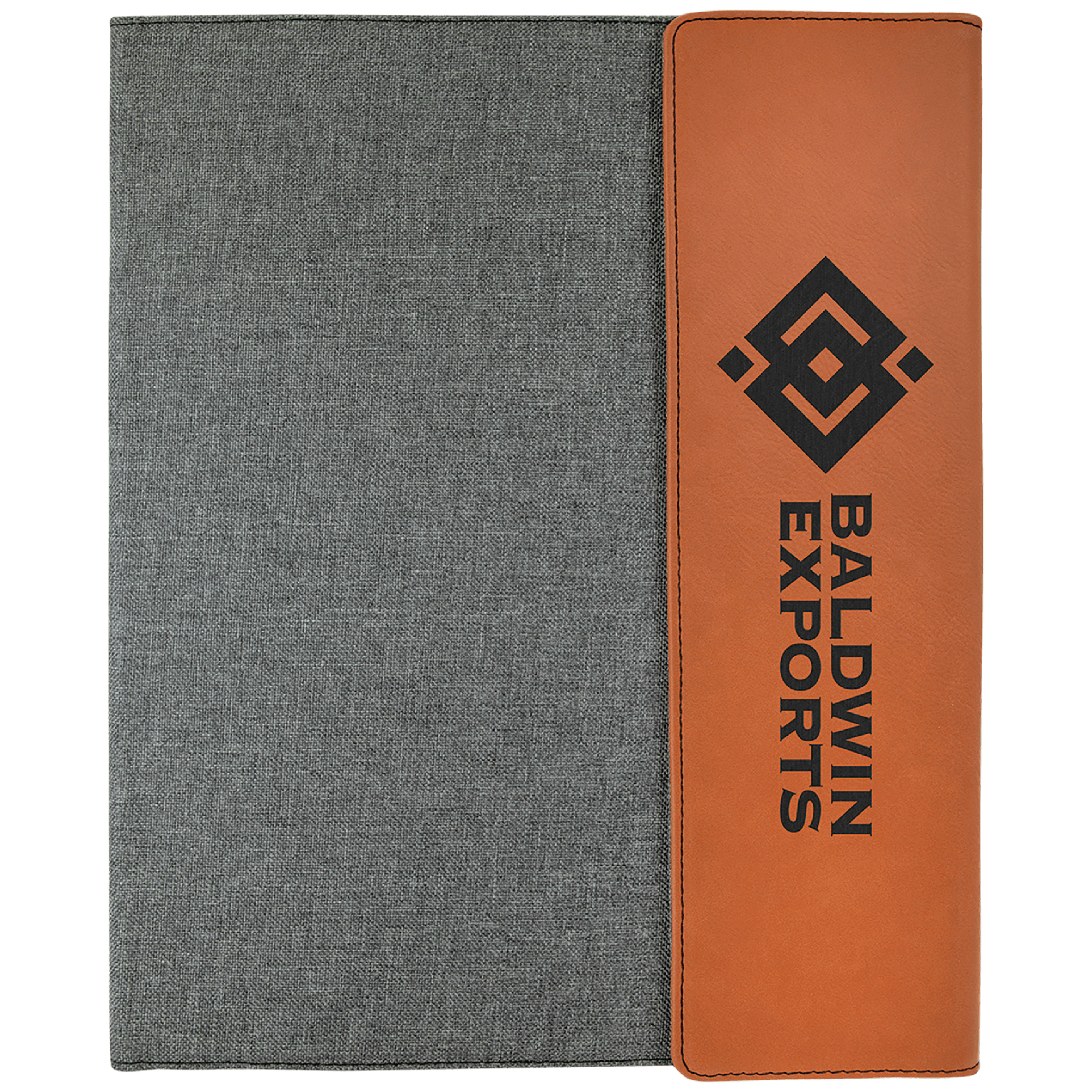 9" x 12" Rawhide Leatherette & Gray Canvas Portfolio