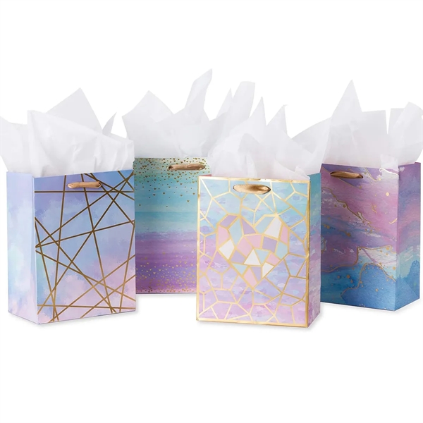 Custom Full Print Gift Bag with Tissue Paper for Shopping