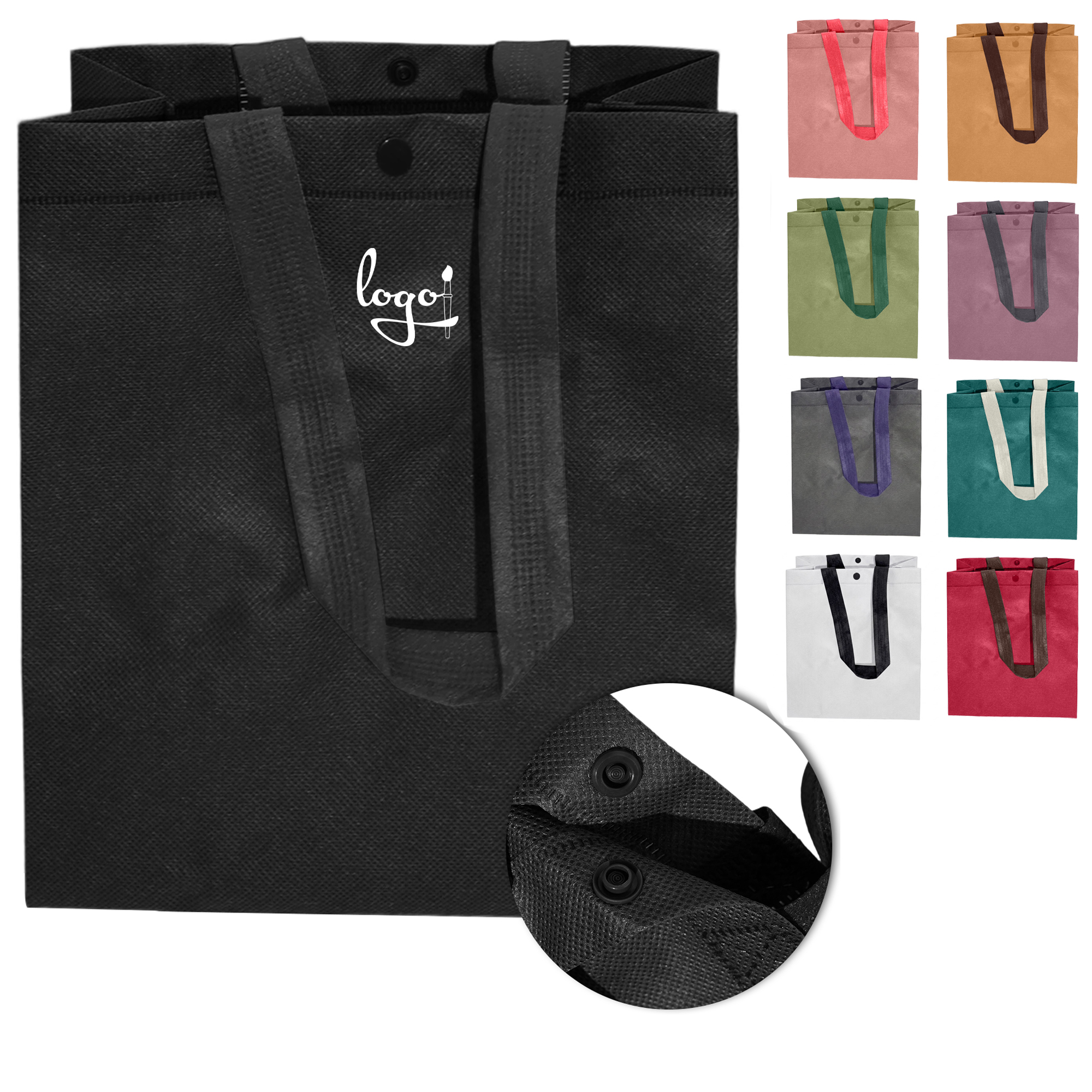 Small Non Woven Snap Button Tote Bag