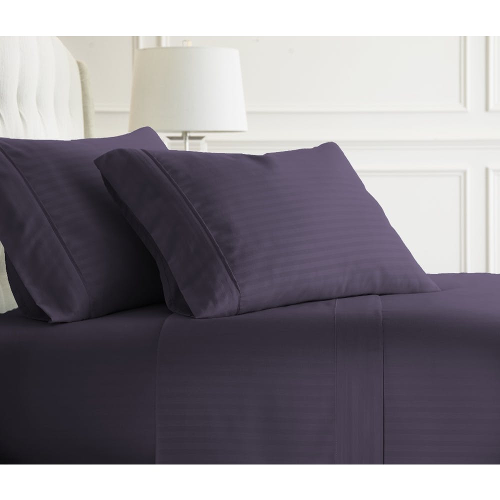 Premium Embossed Sheet Sets - Purple Queen Striped 4 Piece 3