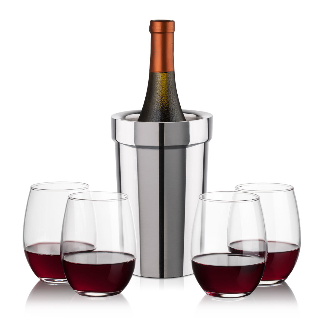 Milano Wine Cooler & Stanford Stemless Wine Set