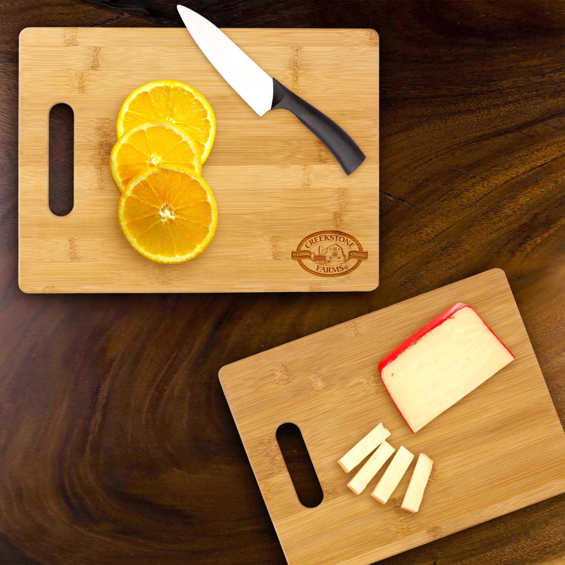 2-Piece Bamboo Cutting Board Set, 13" x 9-1/2" and 11" x 8-1/2" 13