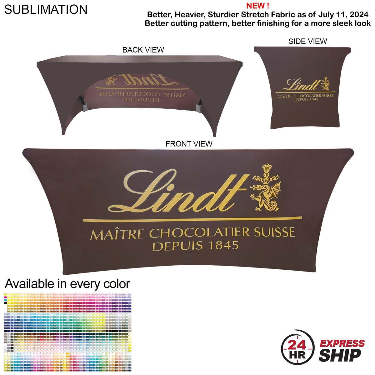 fiel 24 Hr Express Ship - Sublimated Stretch Curved Fit Table Throw for 6ft table 3 sided Open Back #SU577-4