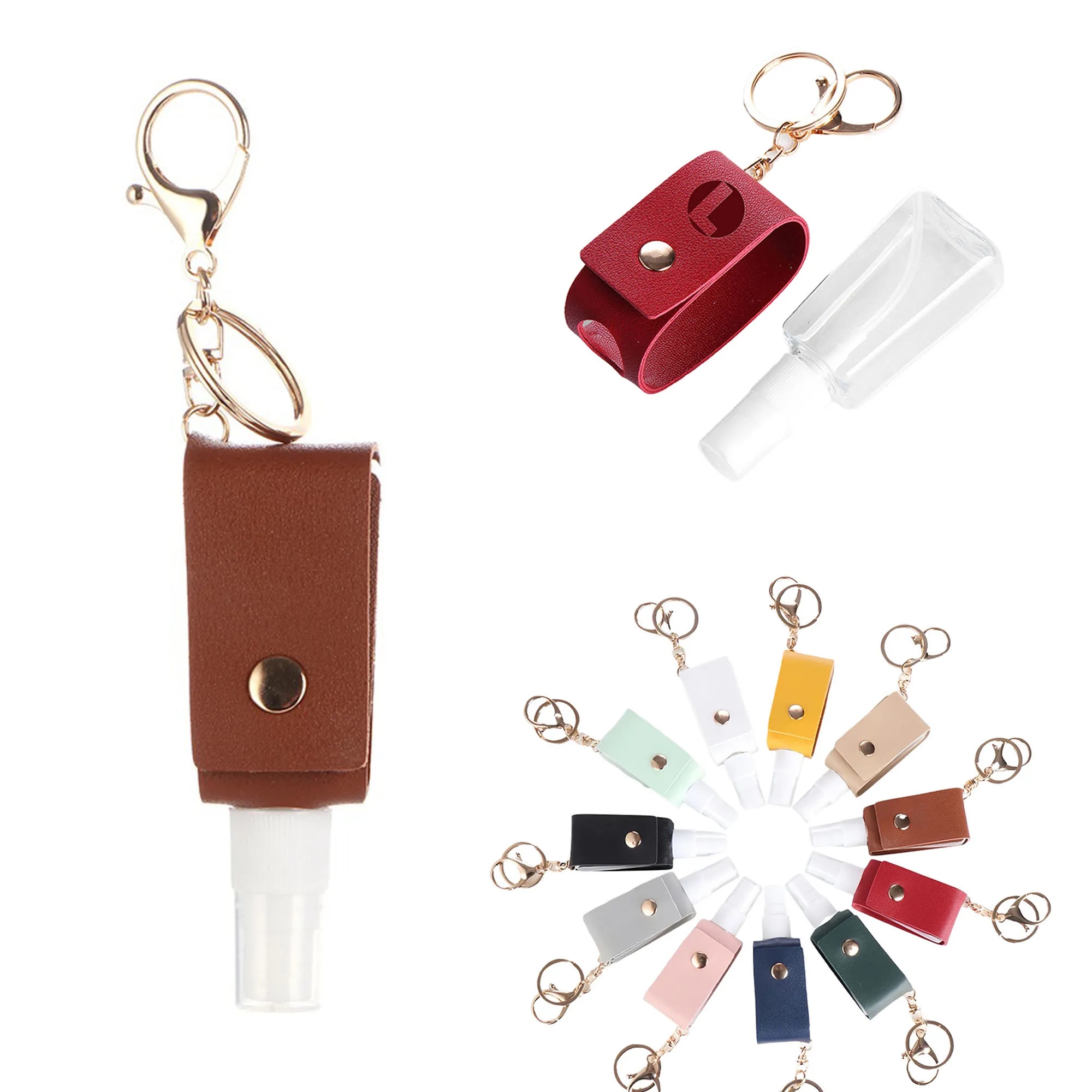 Premium Leather Keychain with Spray Bottle