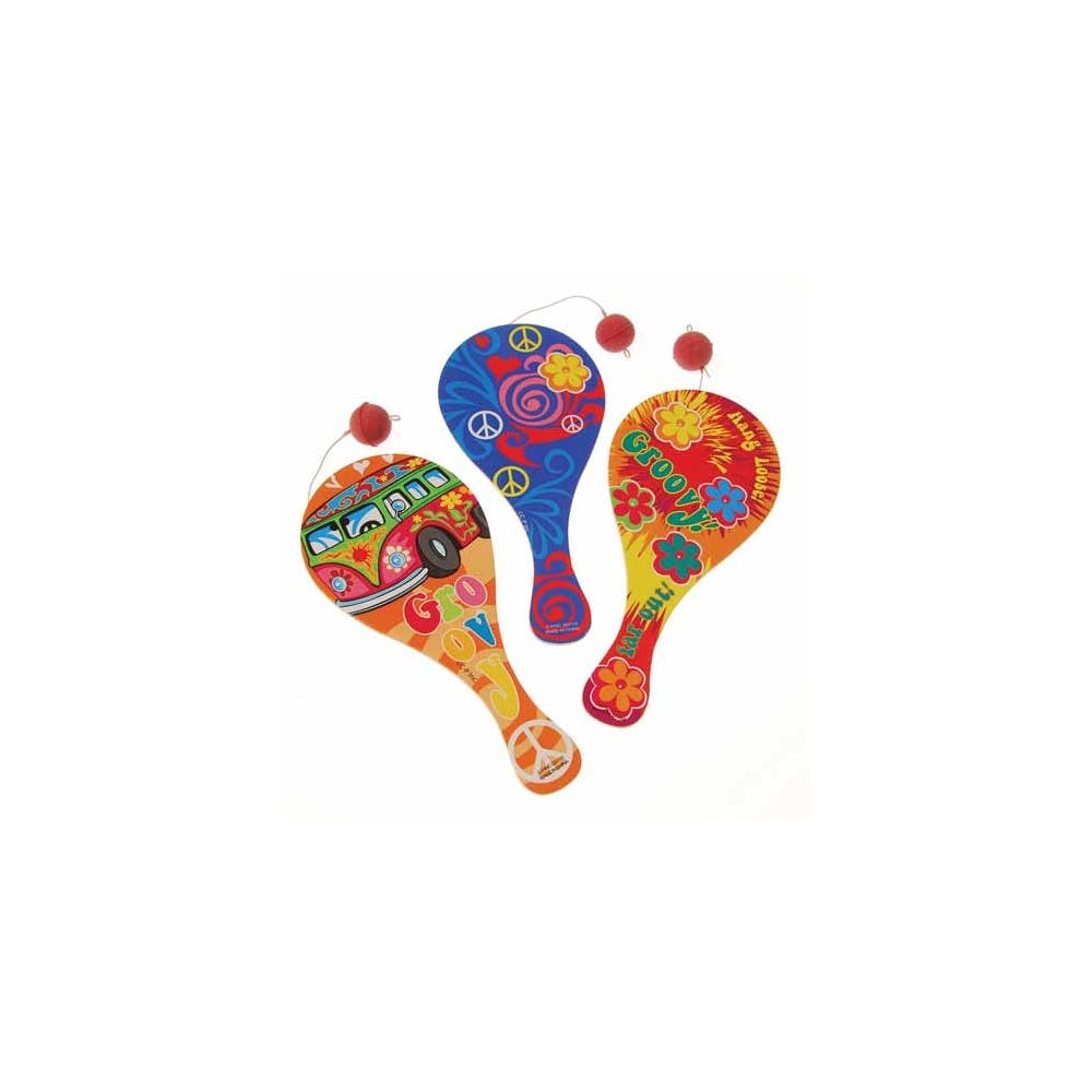 Retro Paddle Balls - Assorted 9" x 4.125" 3