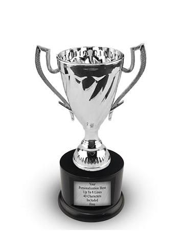 Cup Trophy: 7", 3x2" black round base w/ silver 4.