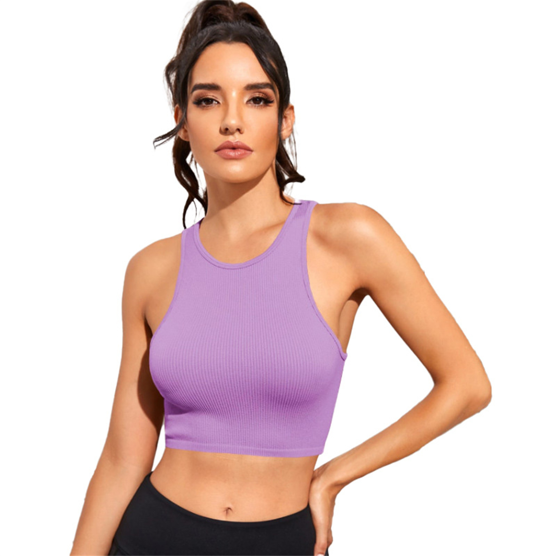Womens Ribbed Longline Sports Bra 17