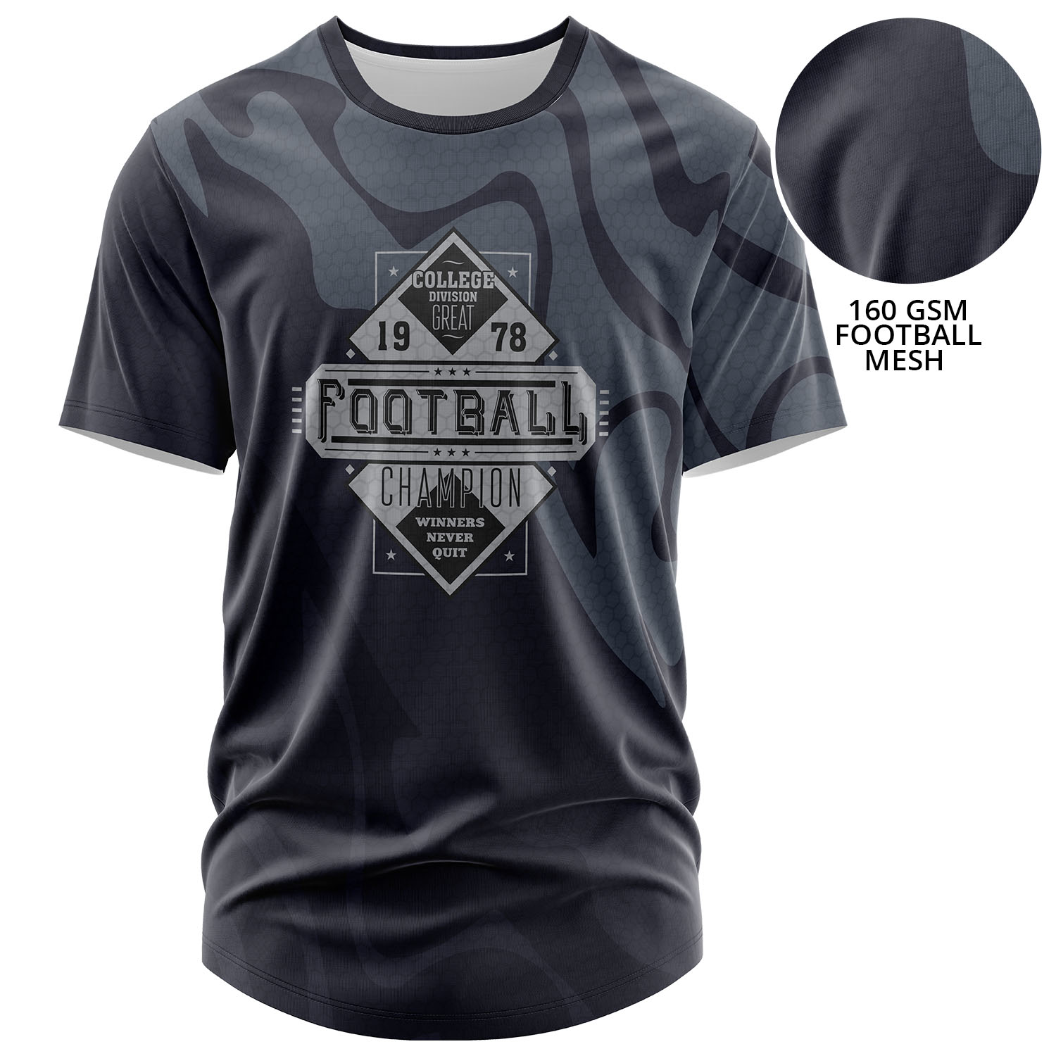Unisex 160 GSM Football Mesh Performance Sublimation Short Sleeve T-shirt