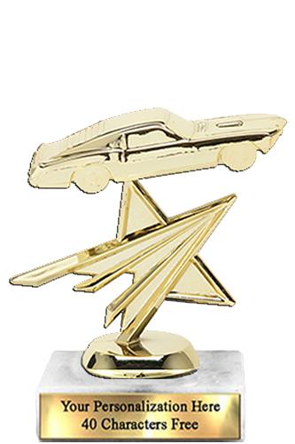 Trophy: 7", 2x3 white marble base, Mustang Gold Un