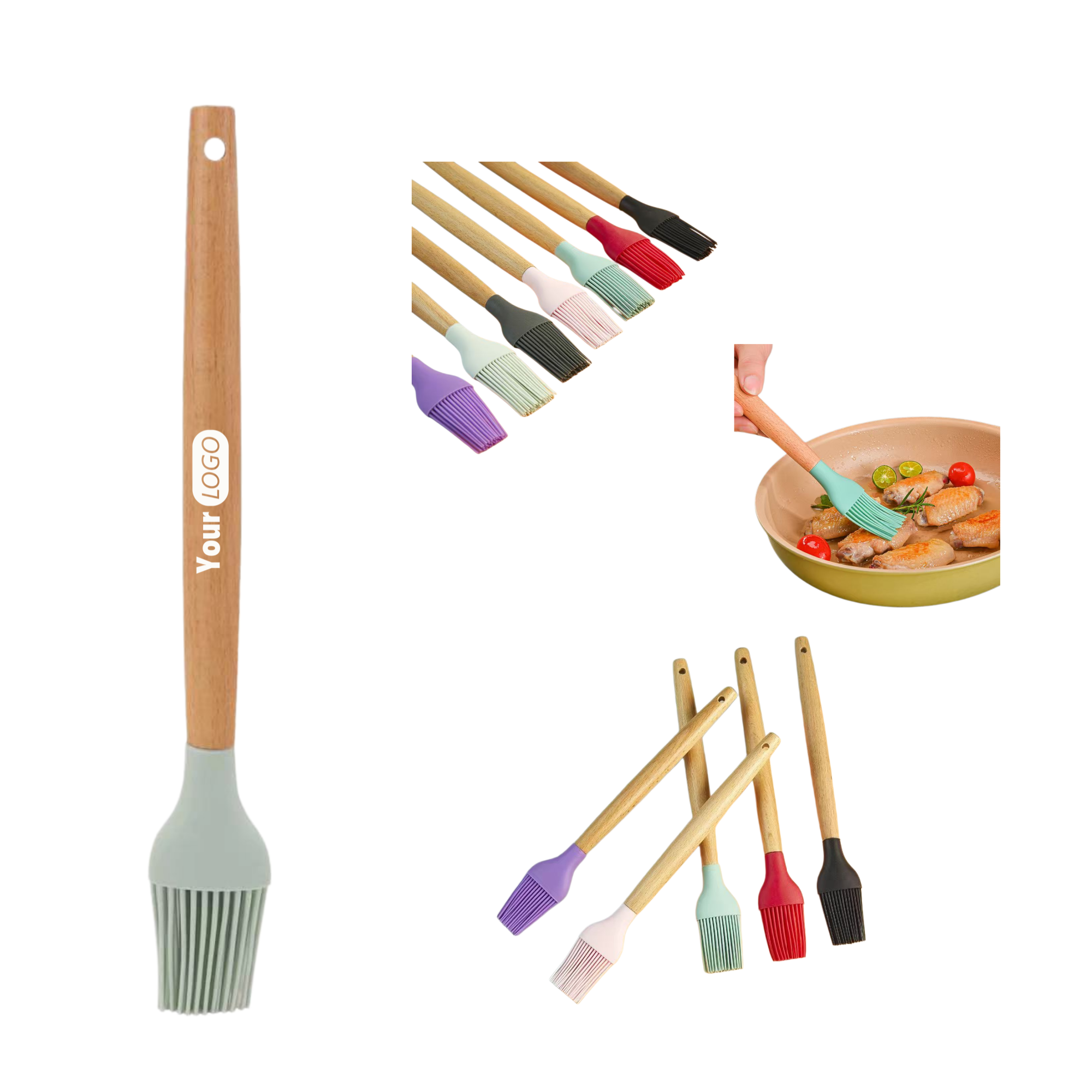 Custom Wood Handle Silicone Basting Brush 2