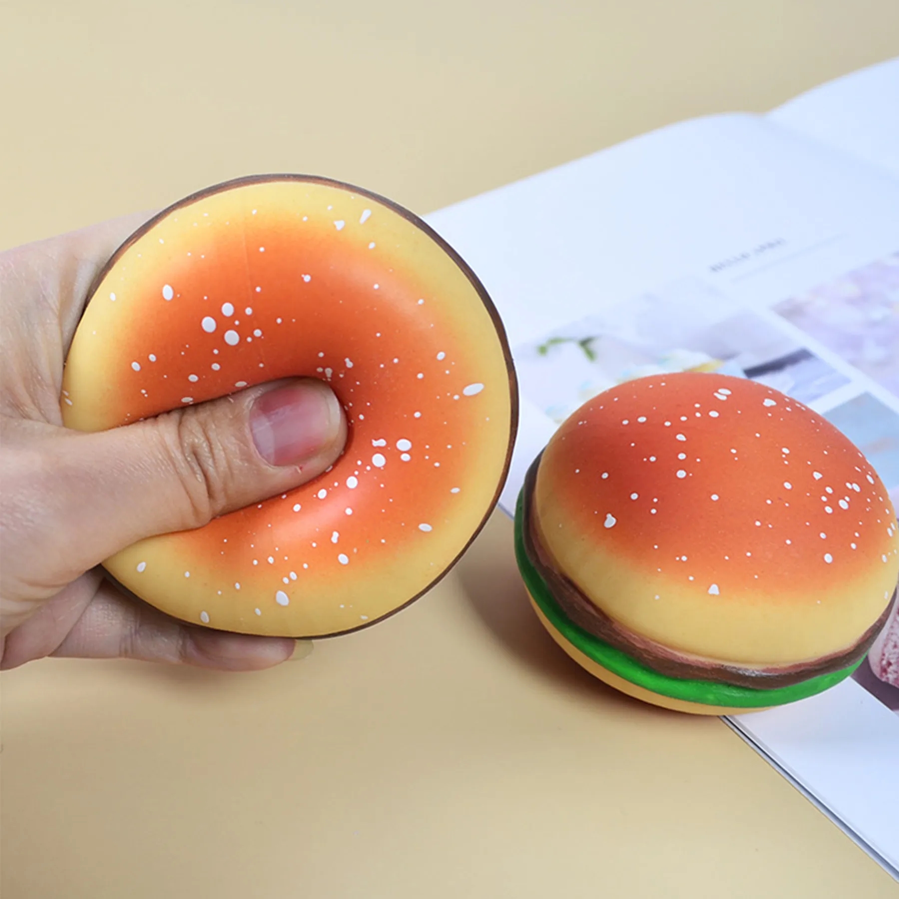 Plastic Simulated Hamburger Educational Toy Soft Pinch Fun 11