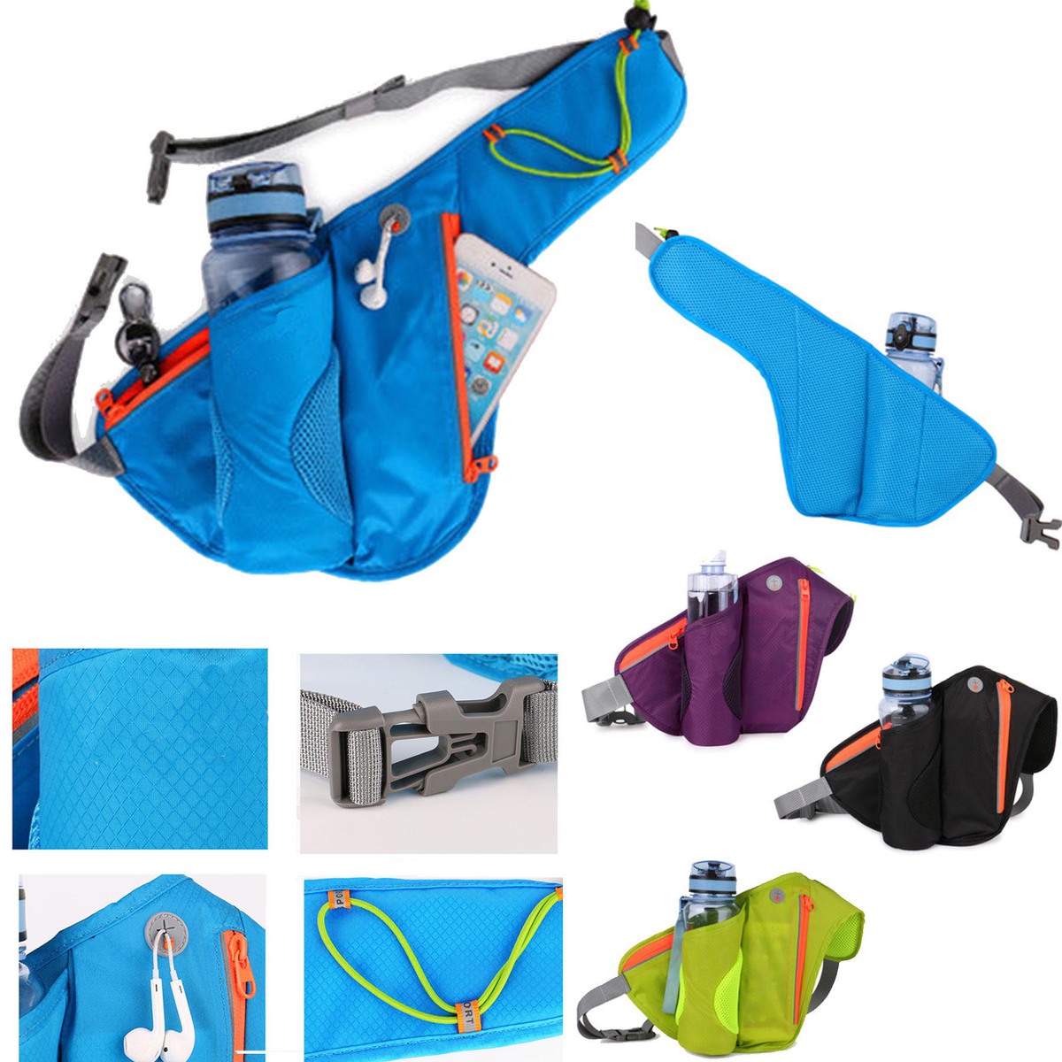 Nylon Bottle Holder Water Resistant Sport Running Waist Bag Belt Bag