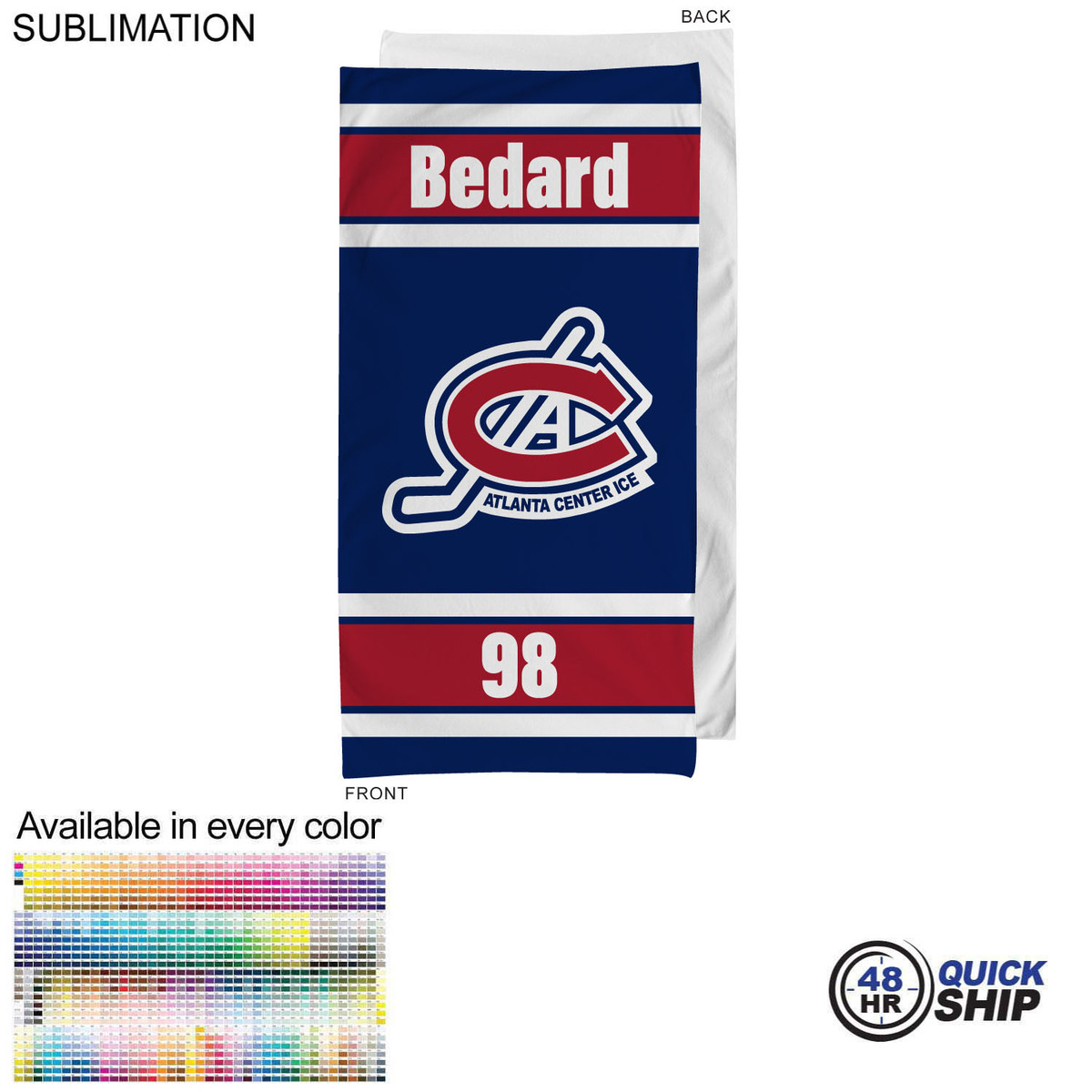 fiel 48Hr Quick Ship - Team Towel in HEAVIEST Plush and Soft Velour Terry Cotton Blend 30x60 Sublimated #SU699-11