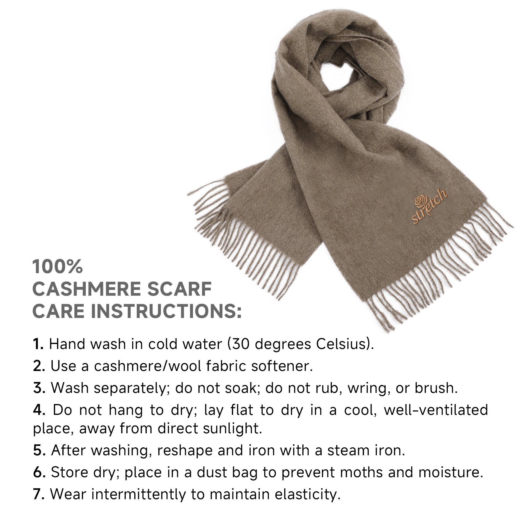 Luxury 100% Cashmere Scarf With Velvet Bag 7