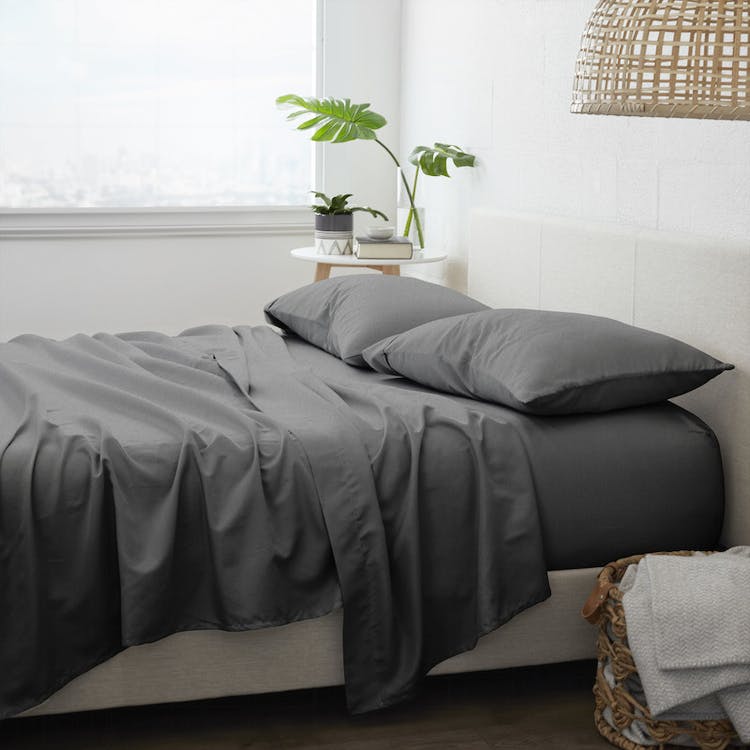 Flannel Bed Sheets - Dark Gray Cali King 4 Set 3