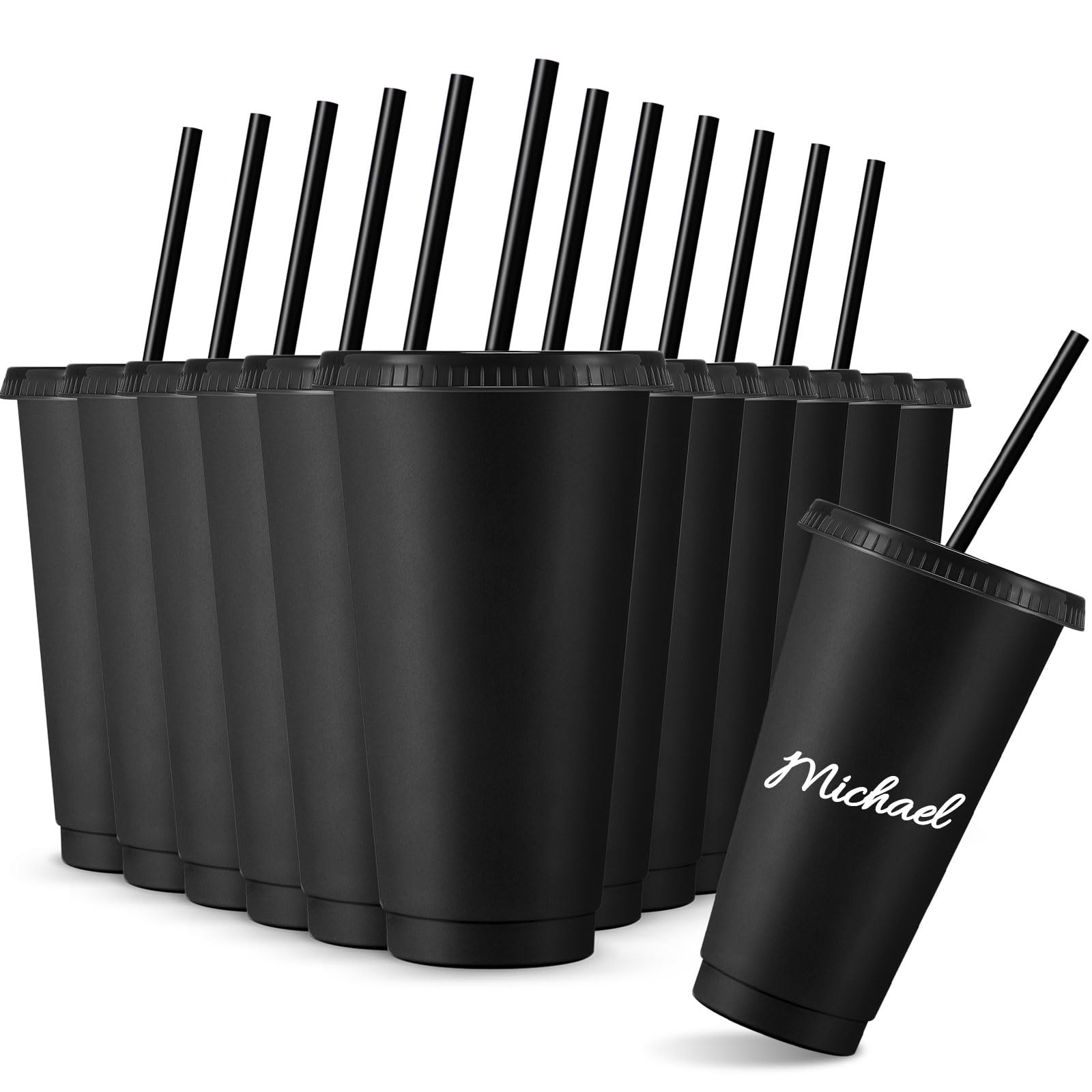 24Oz Pp Plastic Tumbler Set W/ Straw & Lid