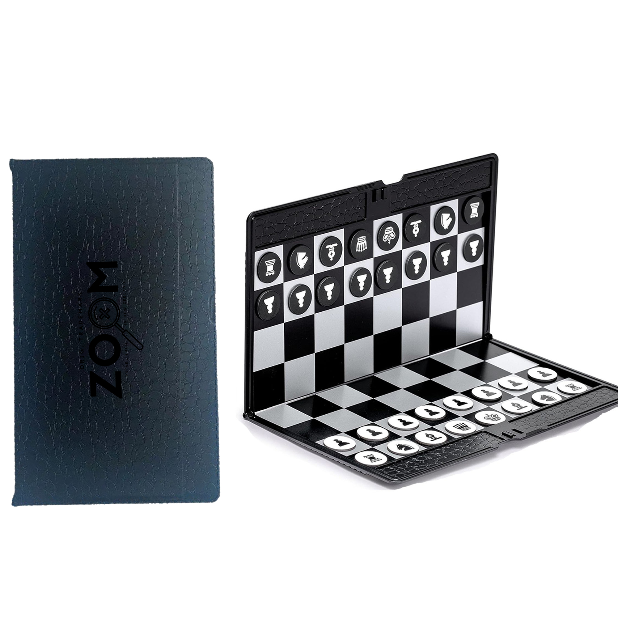 Travel Board Game Magnetic Chess Checkers Set 7
