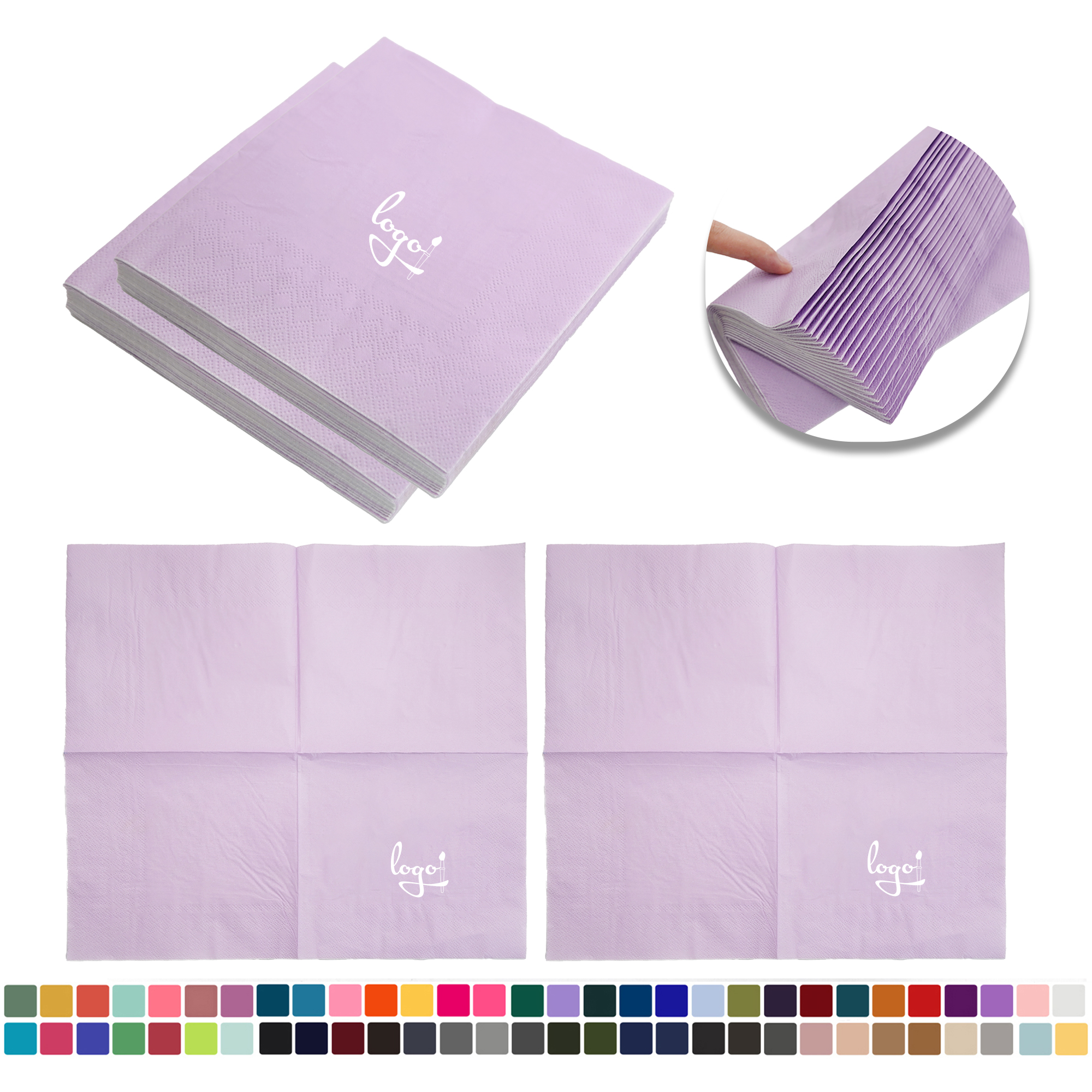 9" Custom Disposable Napkins, 2-Ply, 100 Sheets Per Pack